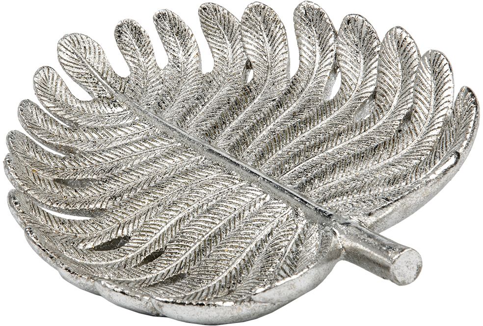 Изображение товара Декоративное блюдо Пальмовый лист серебристое 20,8x17,3x2,8 см для украшения и сервировки