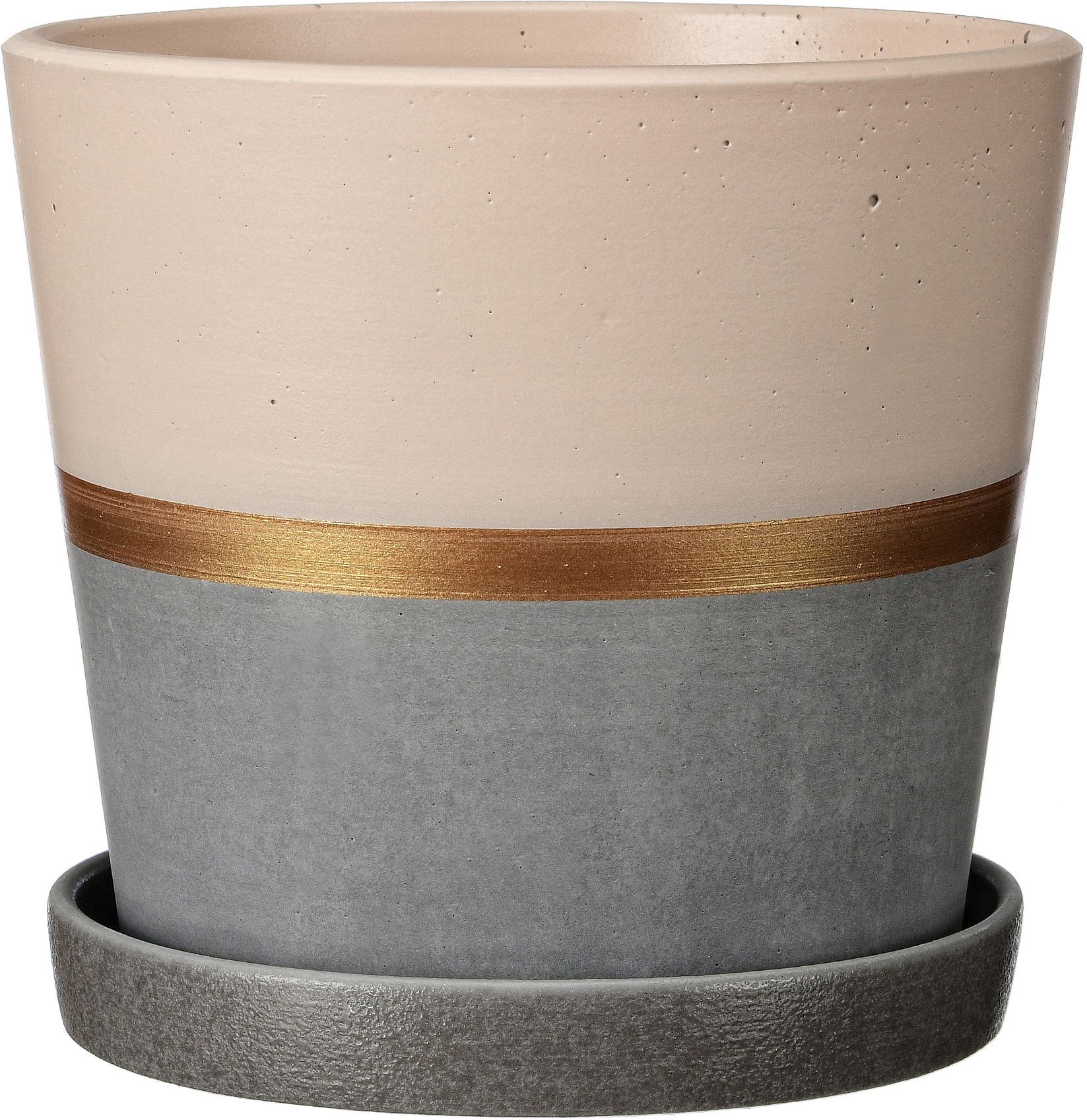 Изображение товара Горшок Версаль d-21 см бетонный шампань с поддоном для комнатных растений