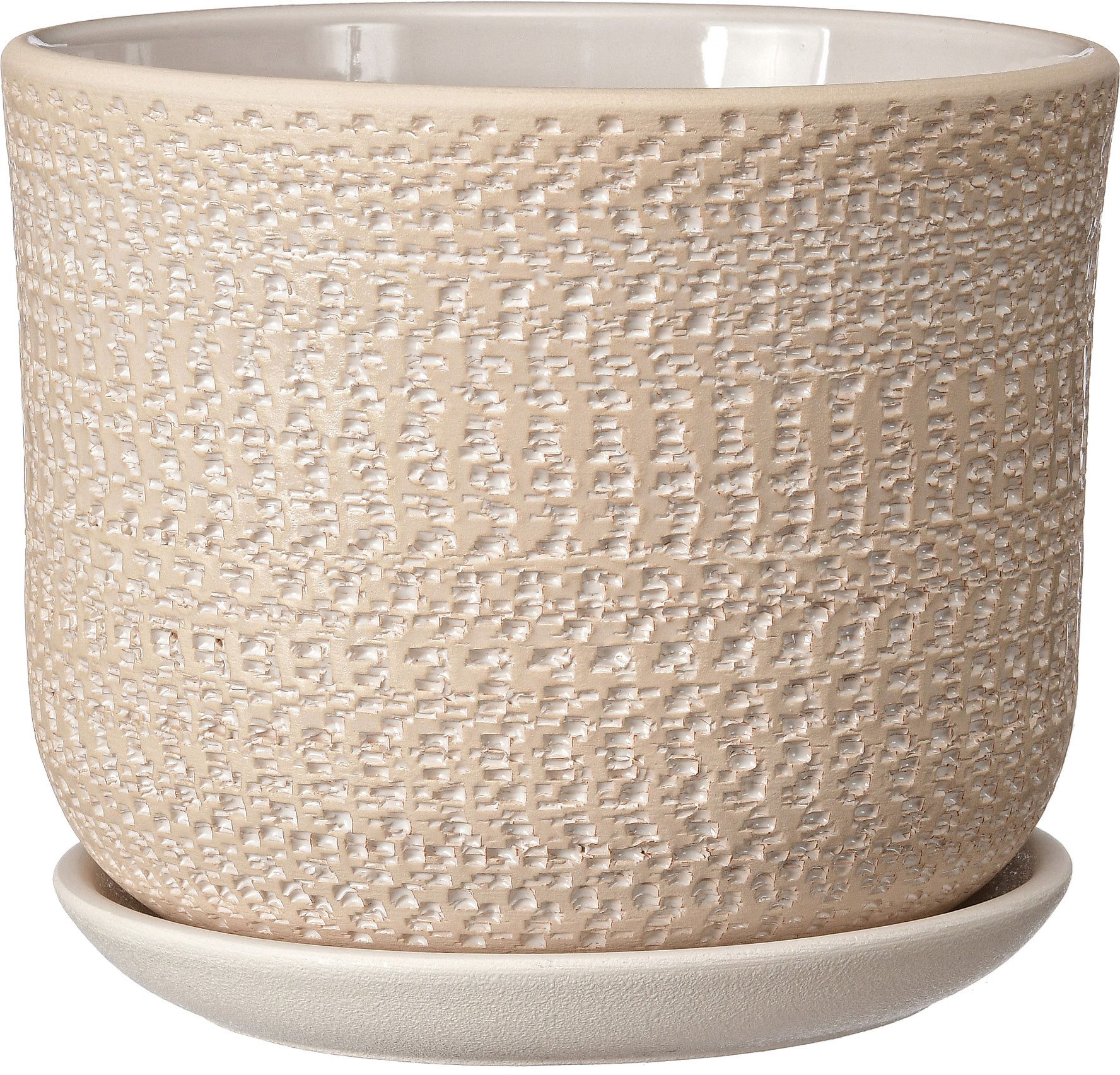 Изображение товара Керамический горшок Бельгия d-19 см бежевый с поддоном для комнатных растений