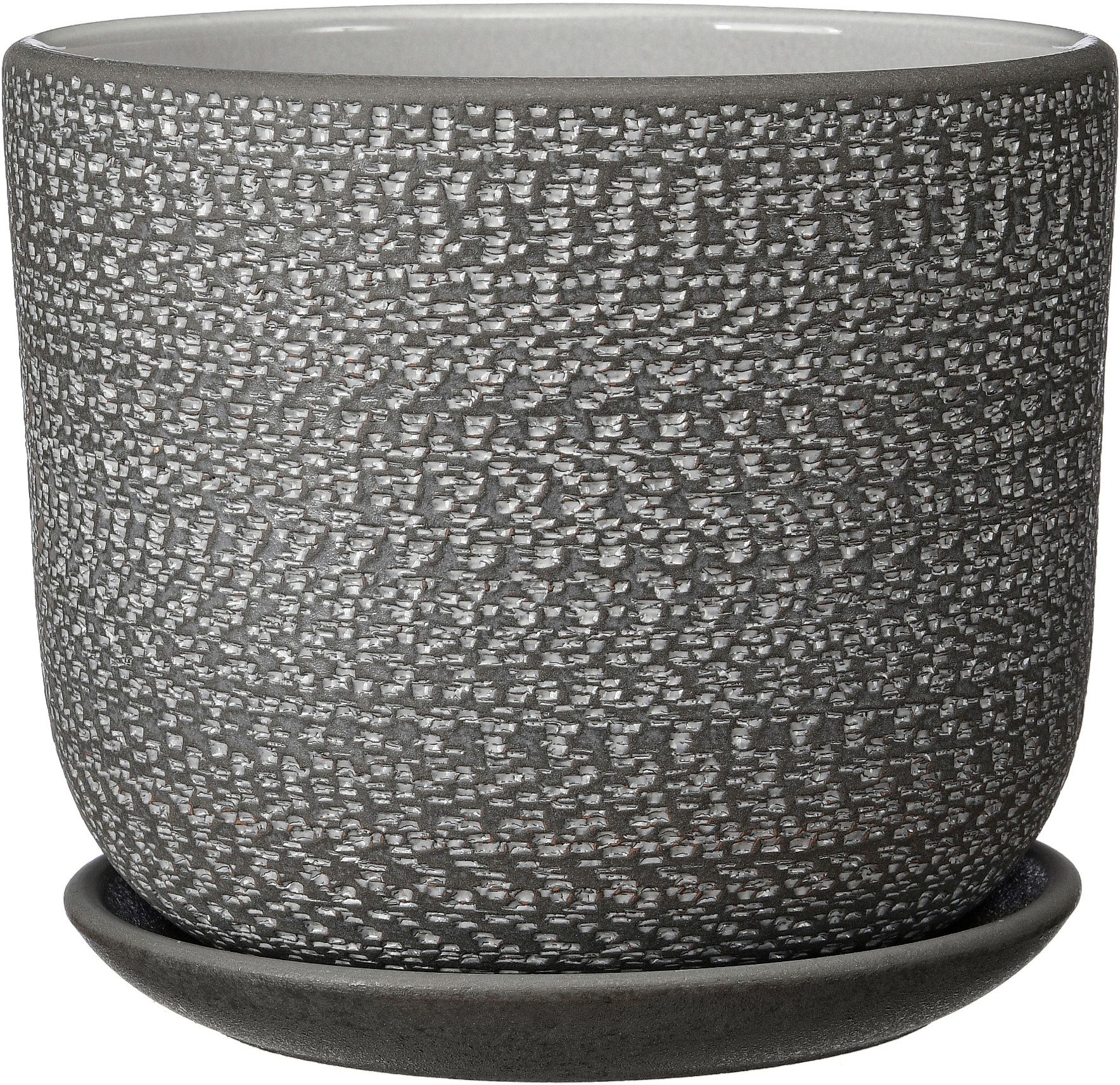 Изображение товара Горшок Бельгия d-19 см керамический бело-серый с поддоном