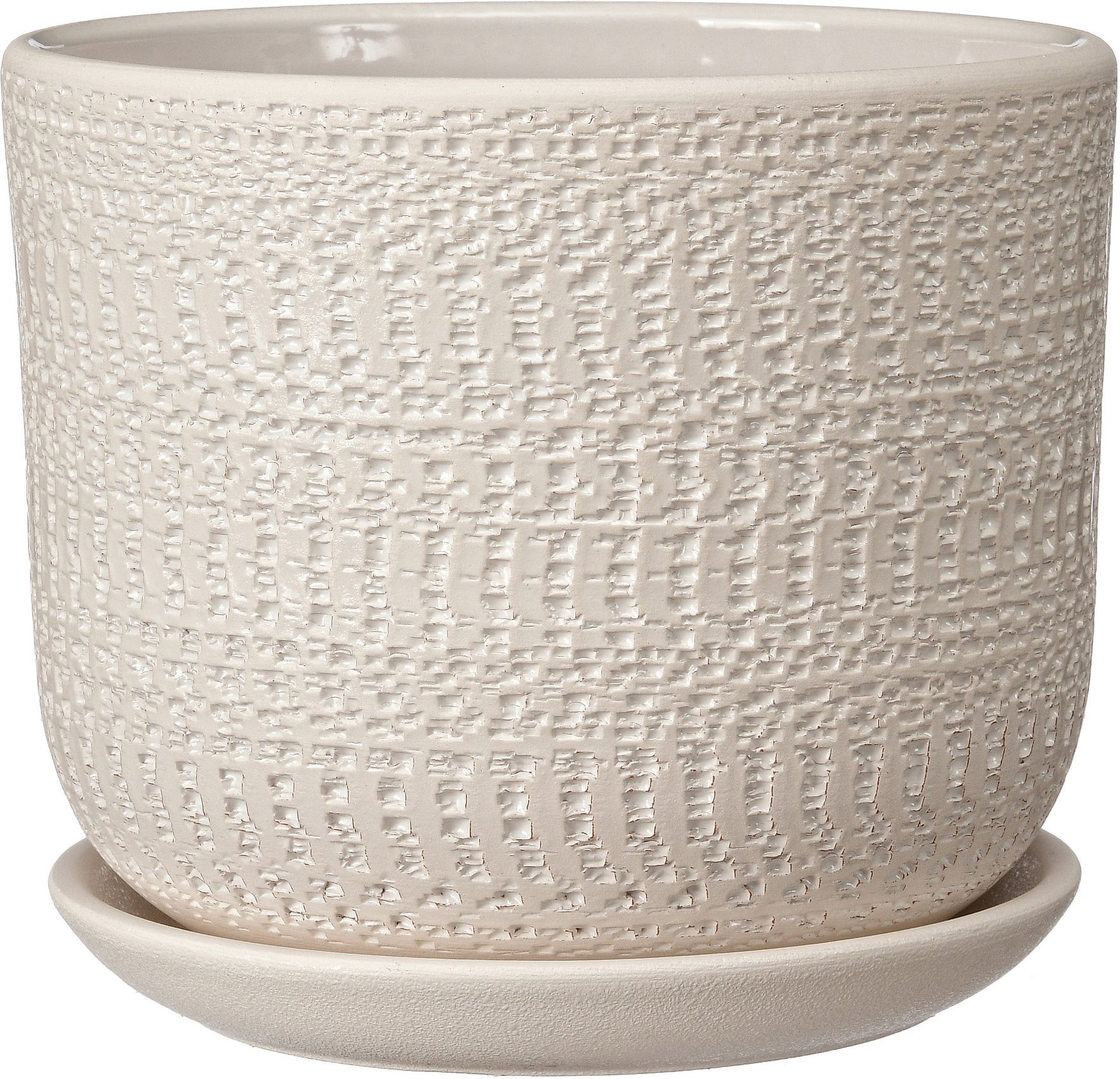 Изображение товара Керамический горшок Бельгия d-19 см с поддоном белый для комнатных растений