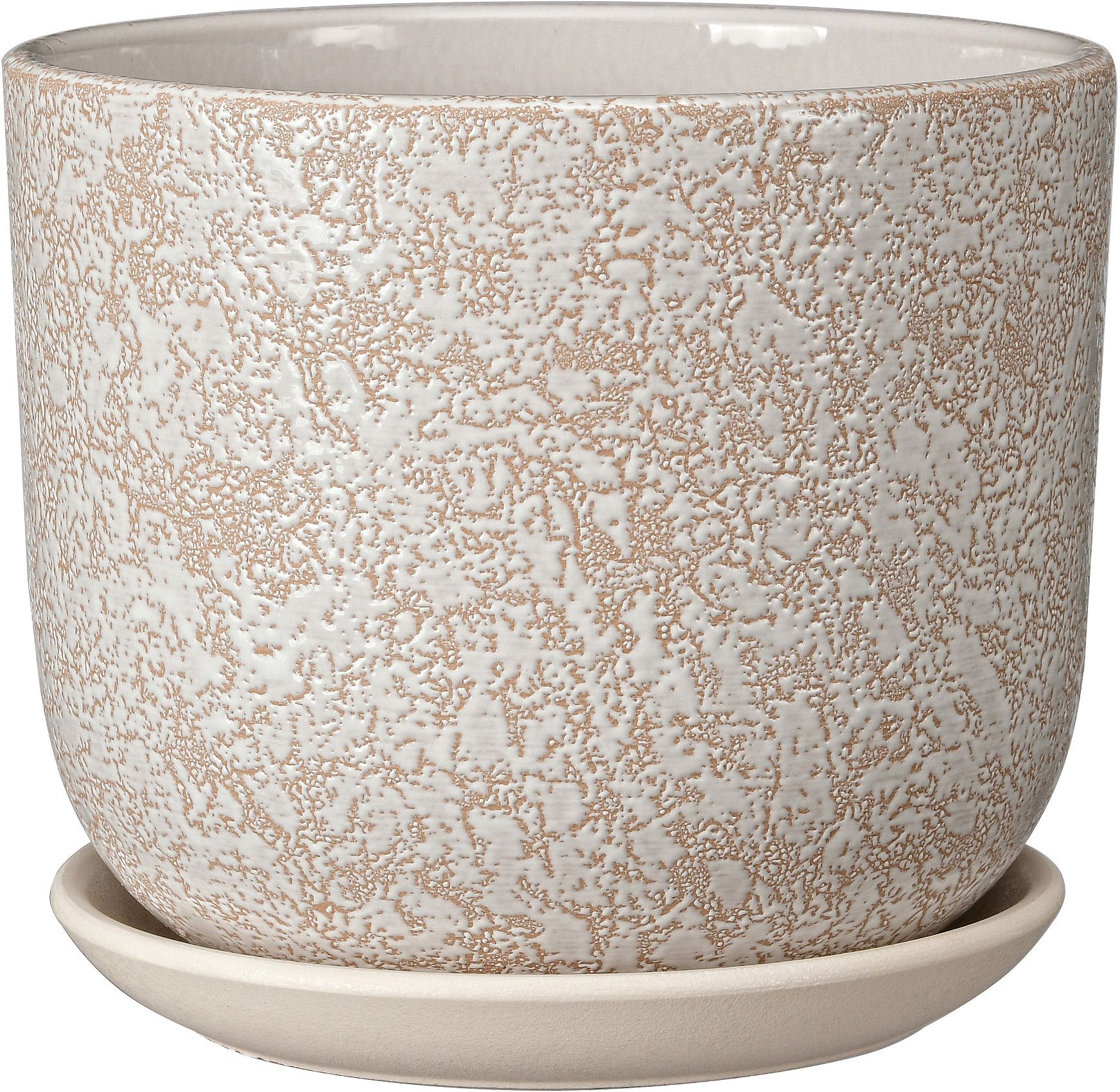 Изображение товара Керамический горшок Маджента 15 см бежевый с поддоном для комнатных растений