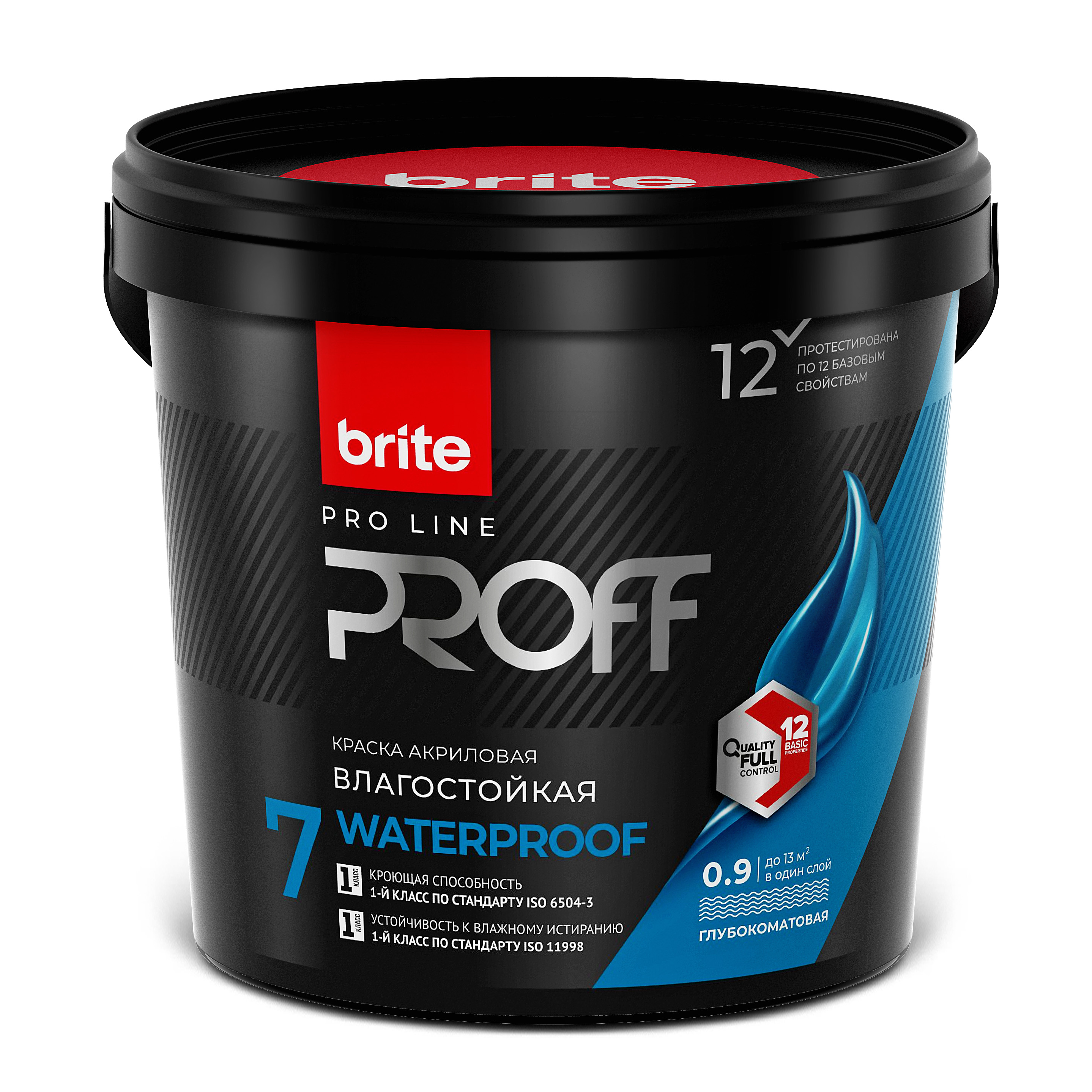 Изображение товара Интерьерная влагостойкая акриловая краска BRITE PROFESSIONAL белая 0.9 л