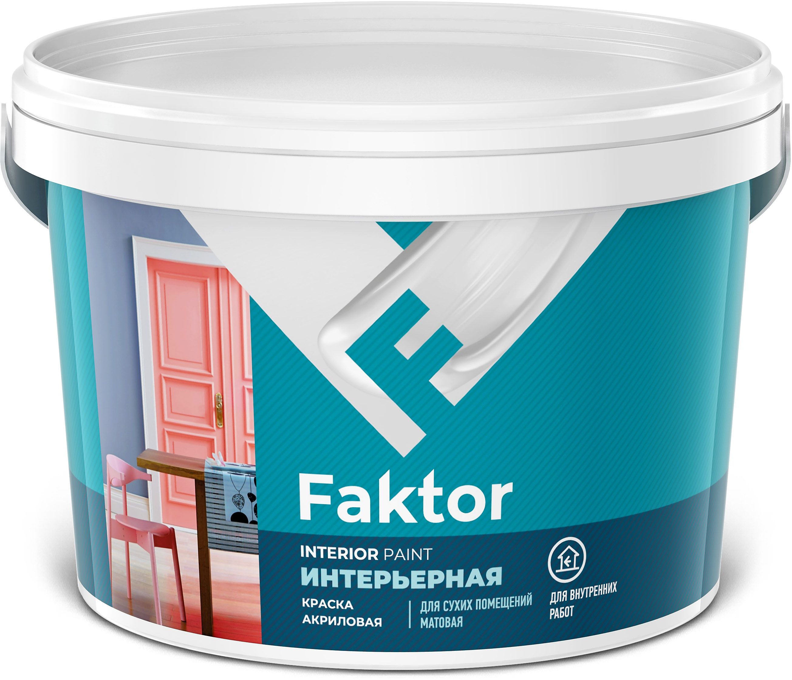 Изображение товара Краска для стен и потолков FAKTOR интерьерная белая ведро 2,5 кг