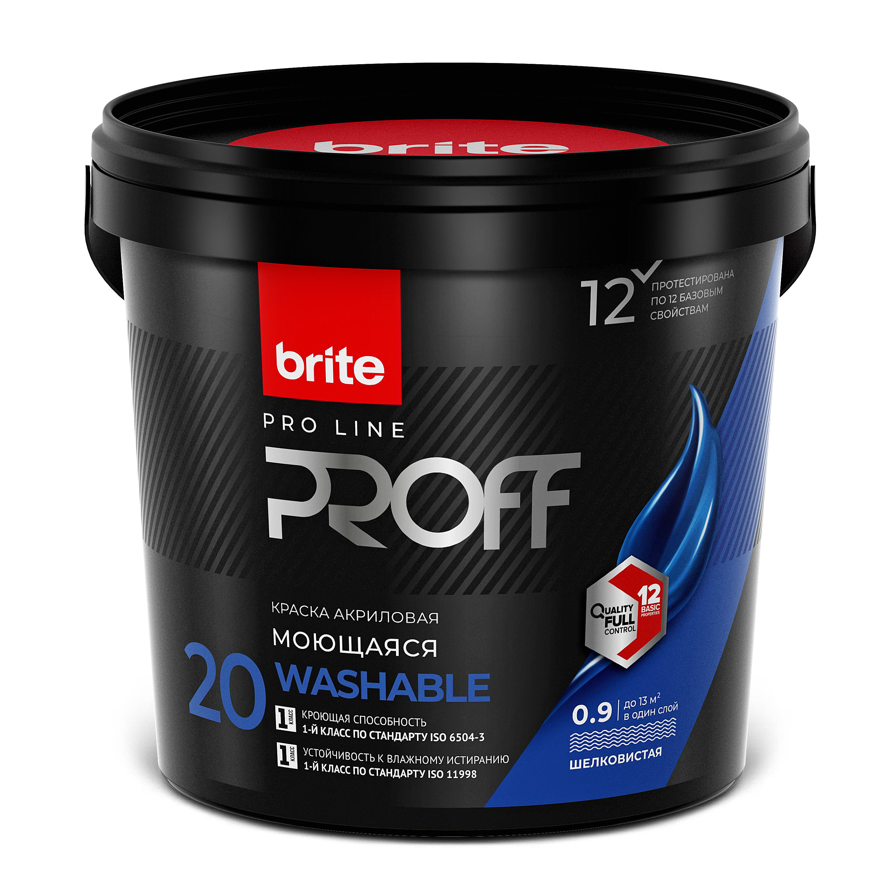 Изображение товара Интерьерная моющаяся краска BRITE PROFESSIONAL белая 0,9 л для внутренних работ