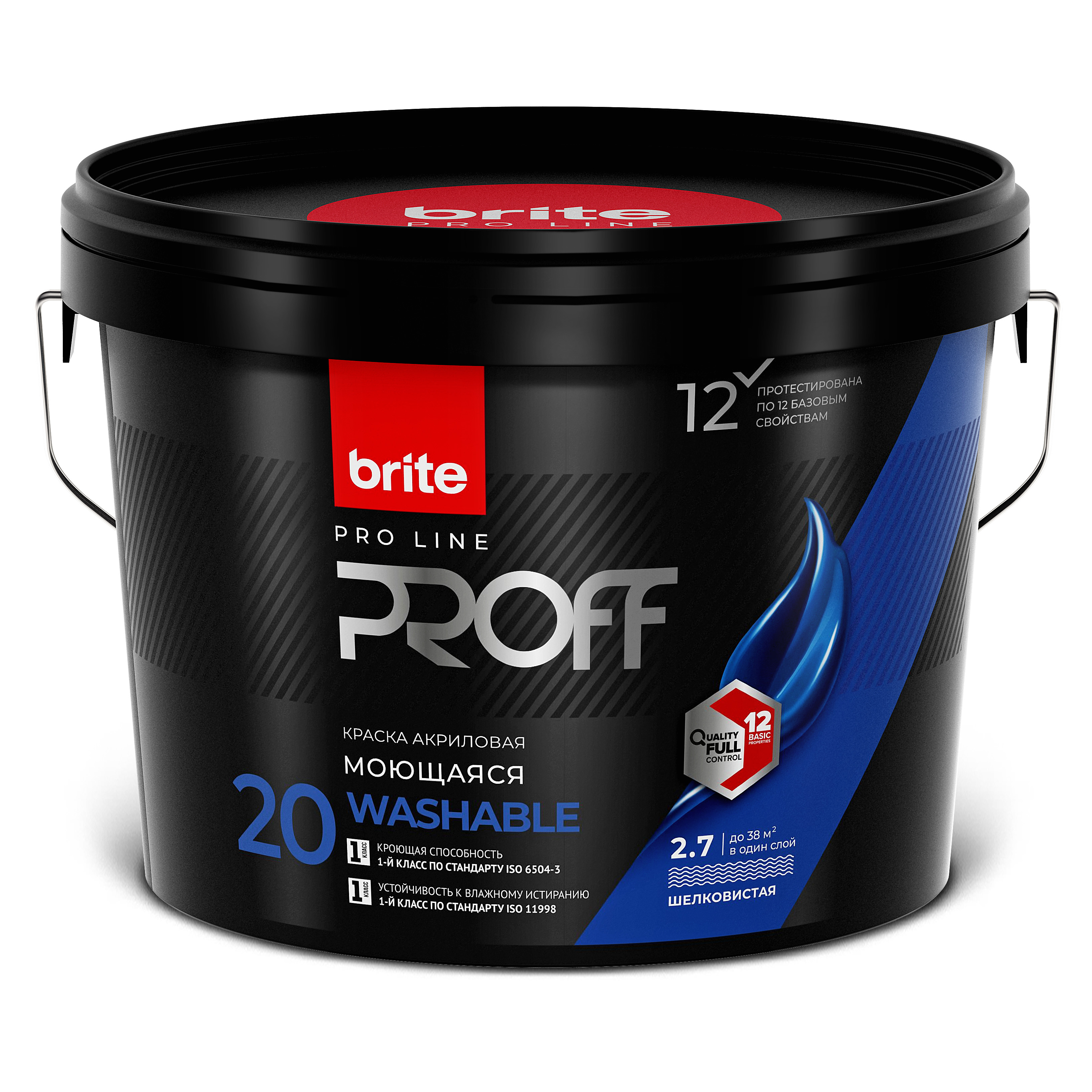 Изображение товара Интерьерная моющаяся акриловая краска BRITE PROFESSIONAL белая 2,7л
