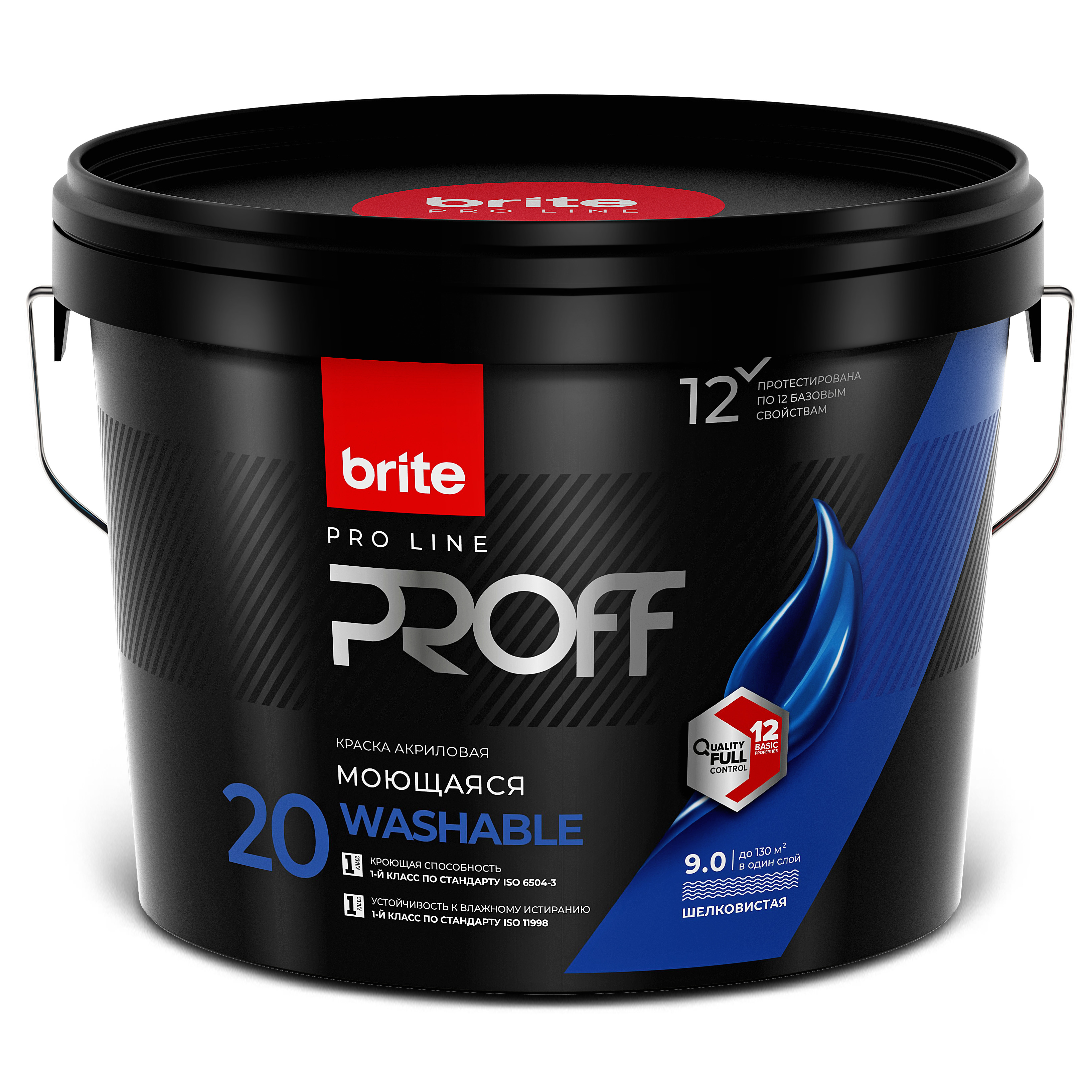 Изображение товара Интерьерная моющаяся краска BRITE PROFESSIONAL белая 9 л для стен и потолков