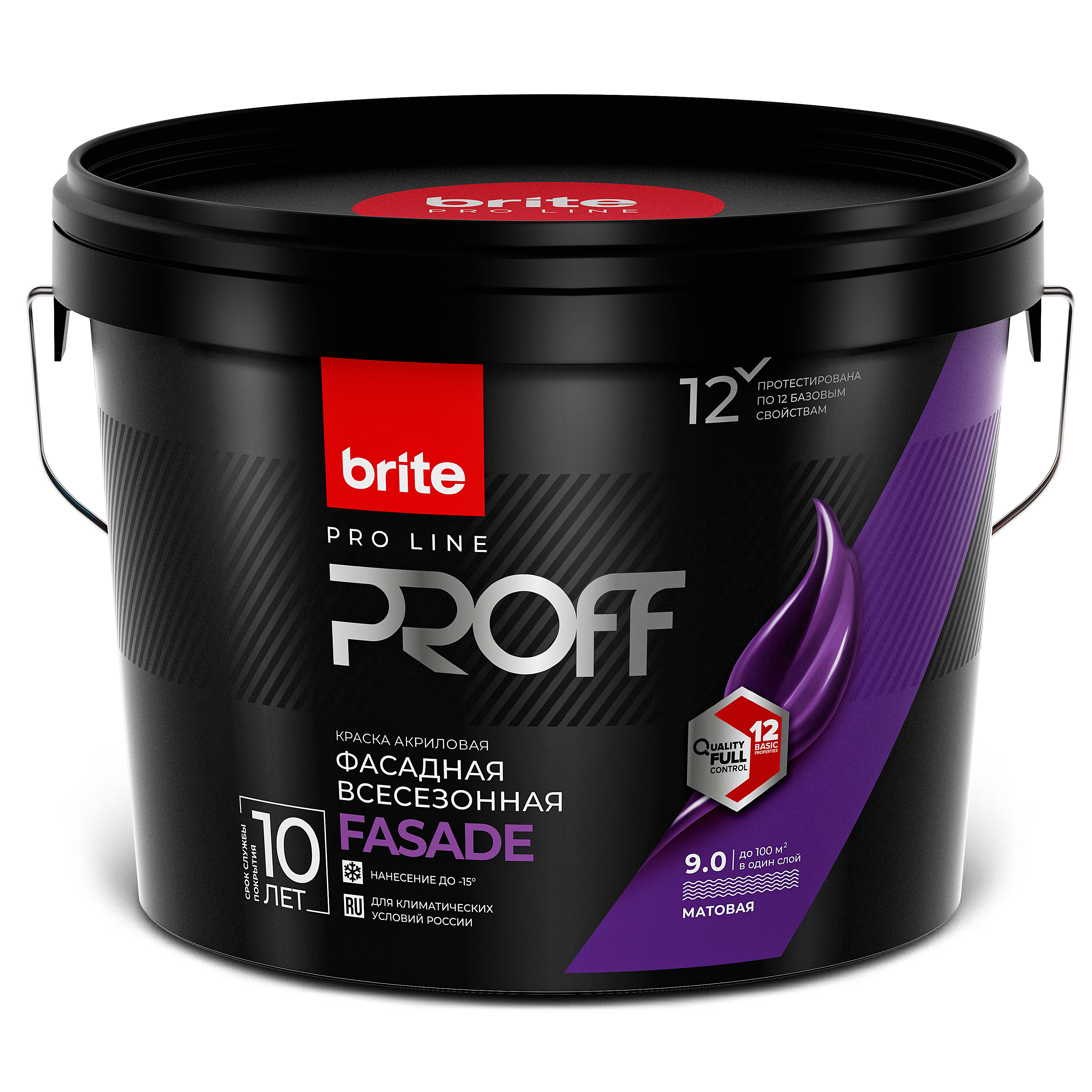 Изображение товара Фасадная акриловая краска BRITE PROFESSIONAL 9 л всесезонная белая
