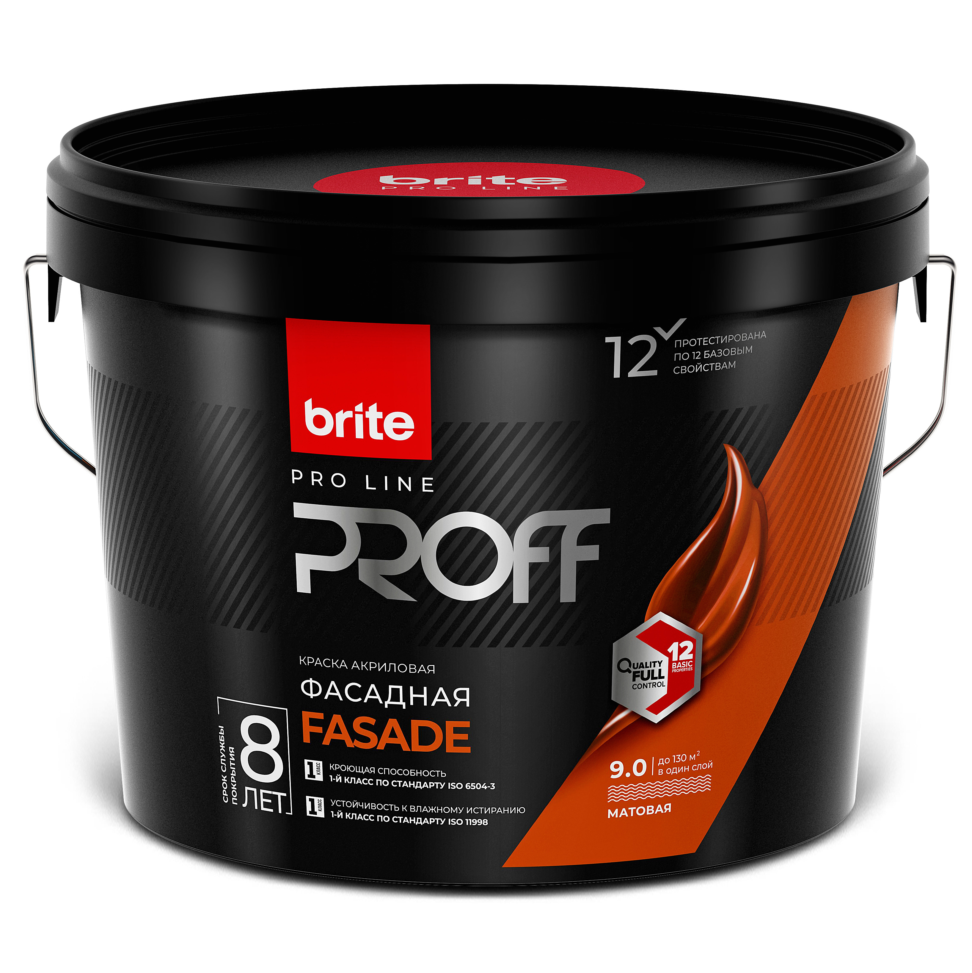 Изображение товара Краска фасадная матовая BRITE PROFESSIONAL 9 л белая устойчивое покрытие