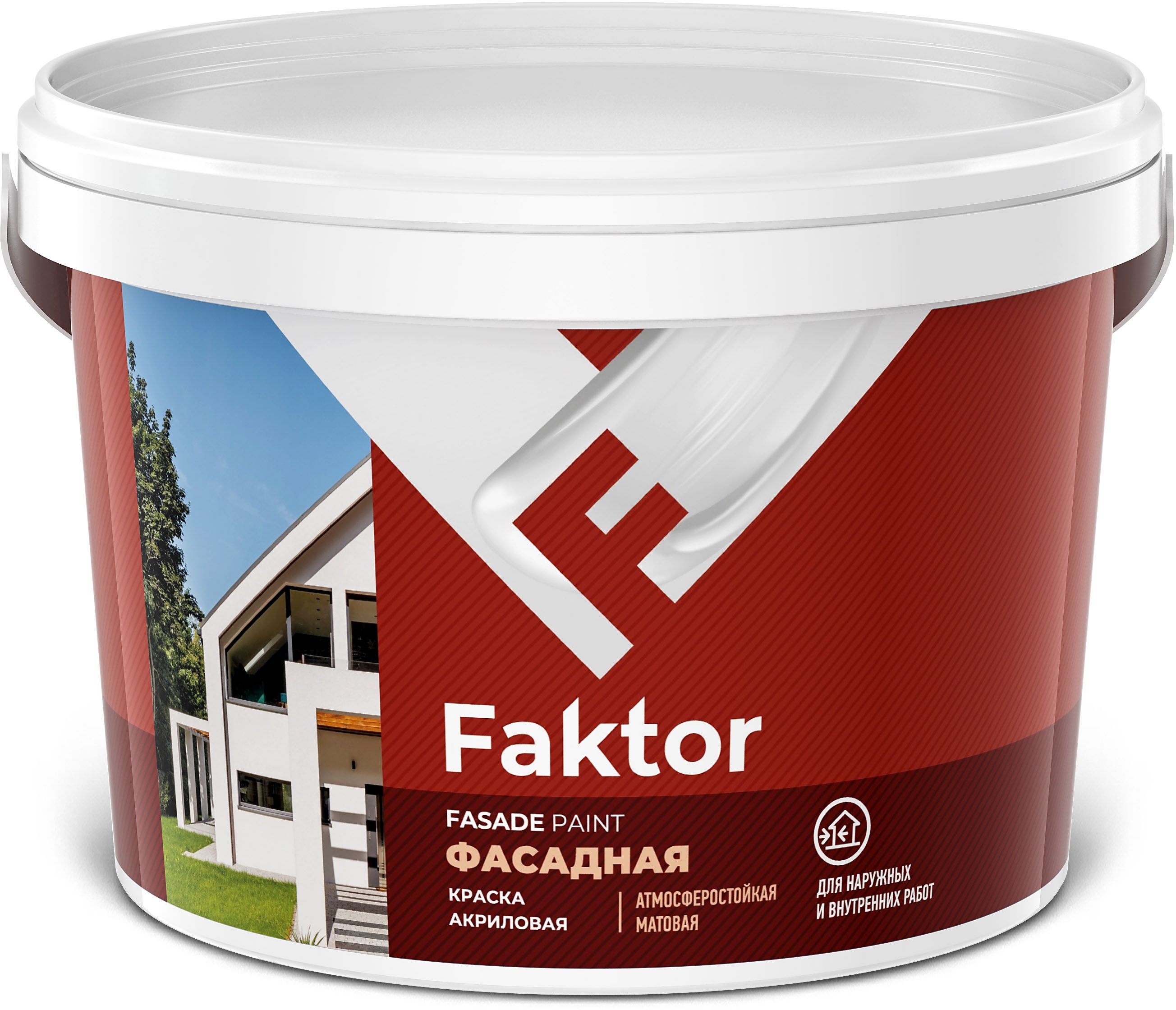 Изображение товара Краска фасадная атмосферостойкая FAKTOR белая ведро 2,5 кг