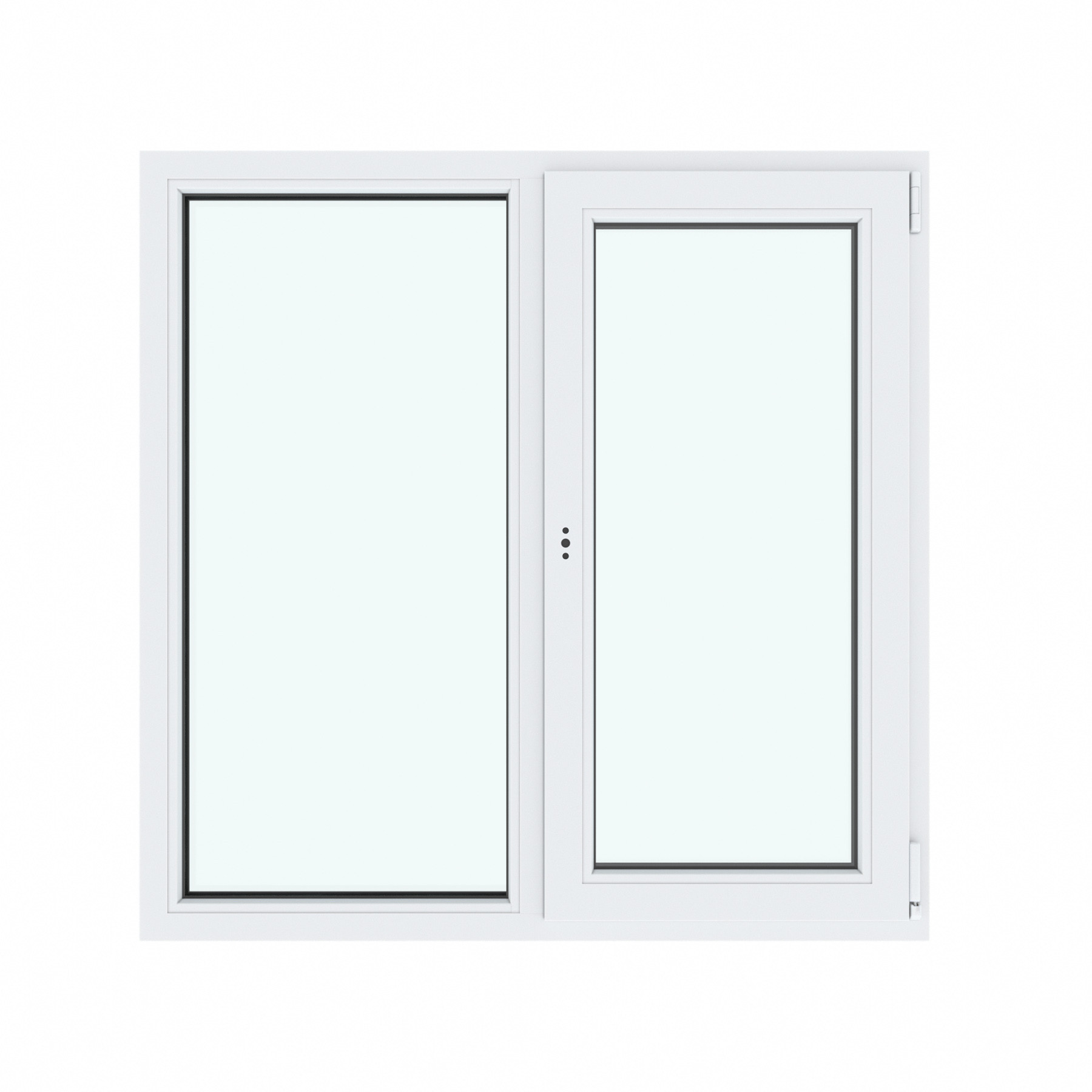 Изображение товара Окно ПВХ VEKA 1160х1200 мм 2х створчатое глухое и поворотно-откидное правое