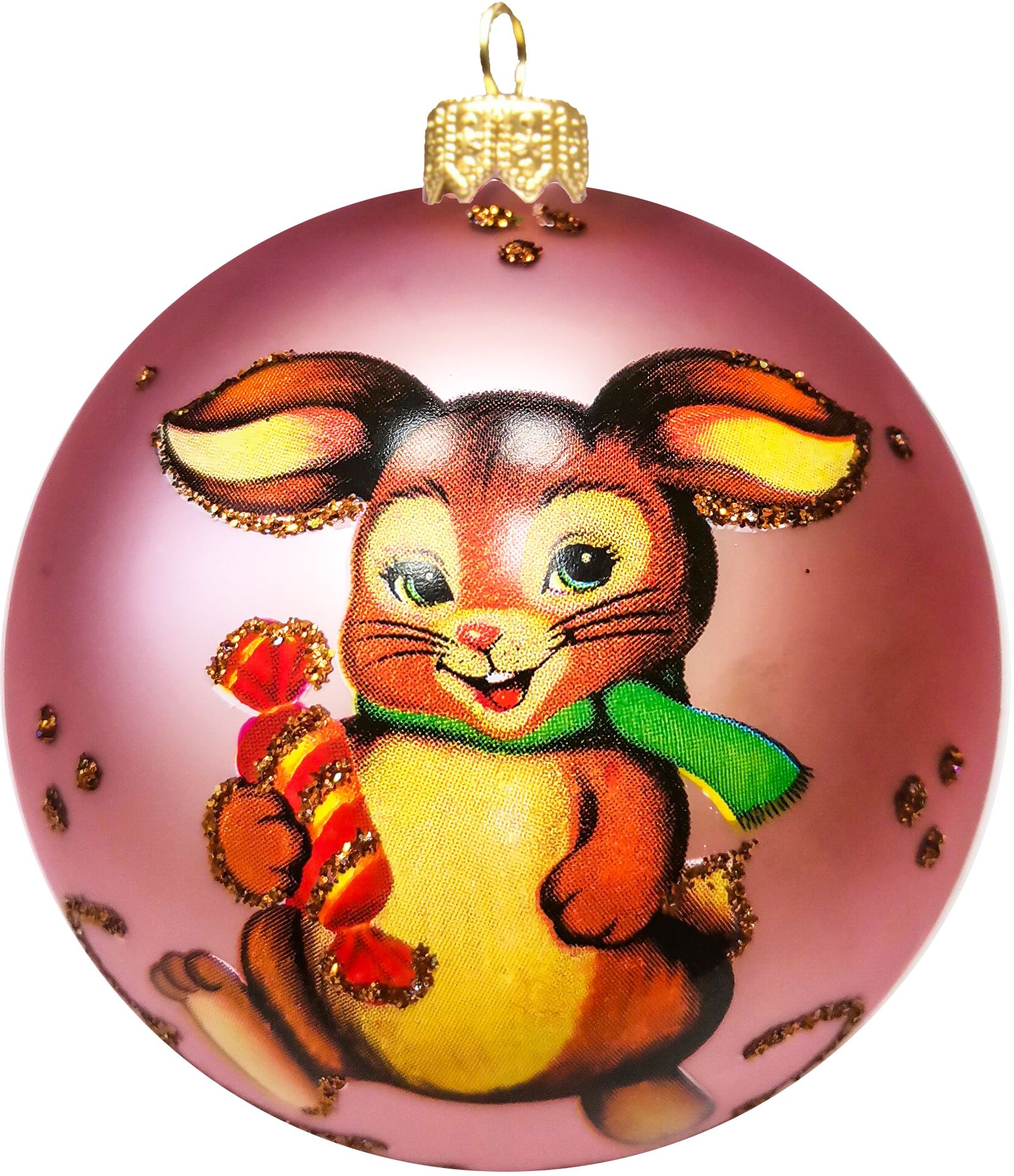 Изображение товара Новогодний шар Коломеев Зайка - пушистик (Символ года) 6,5 см