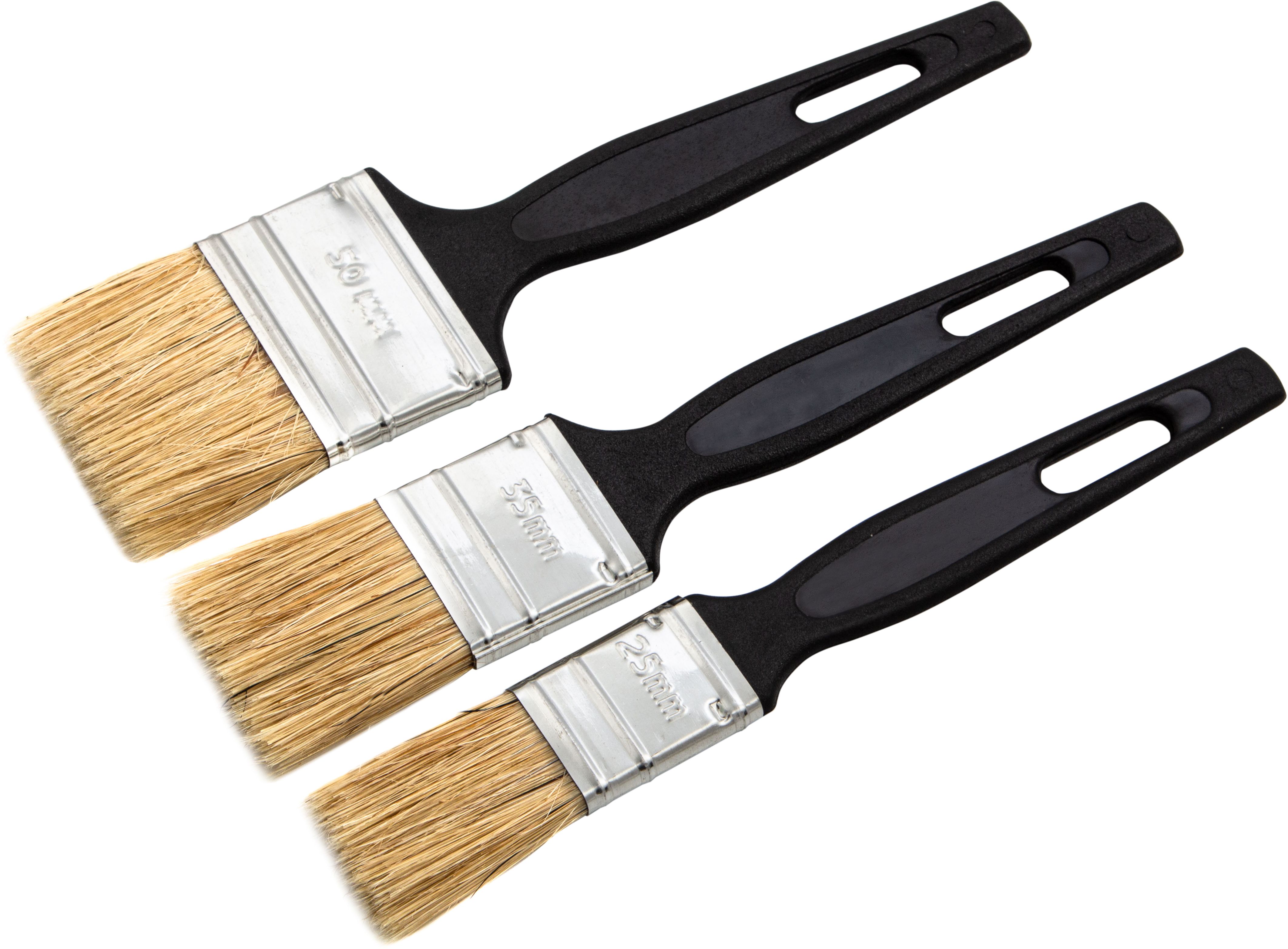 Изображение товара Набор кистей флейцевых Сибртех натуральная щетина 3 шт 25 мм/35 мм/50 мм 