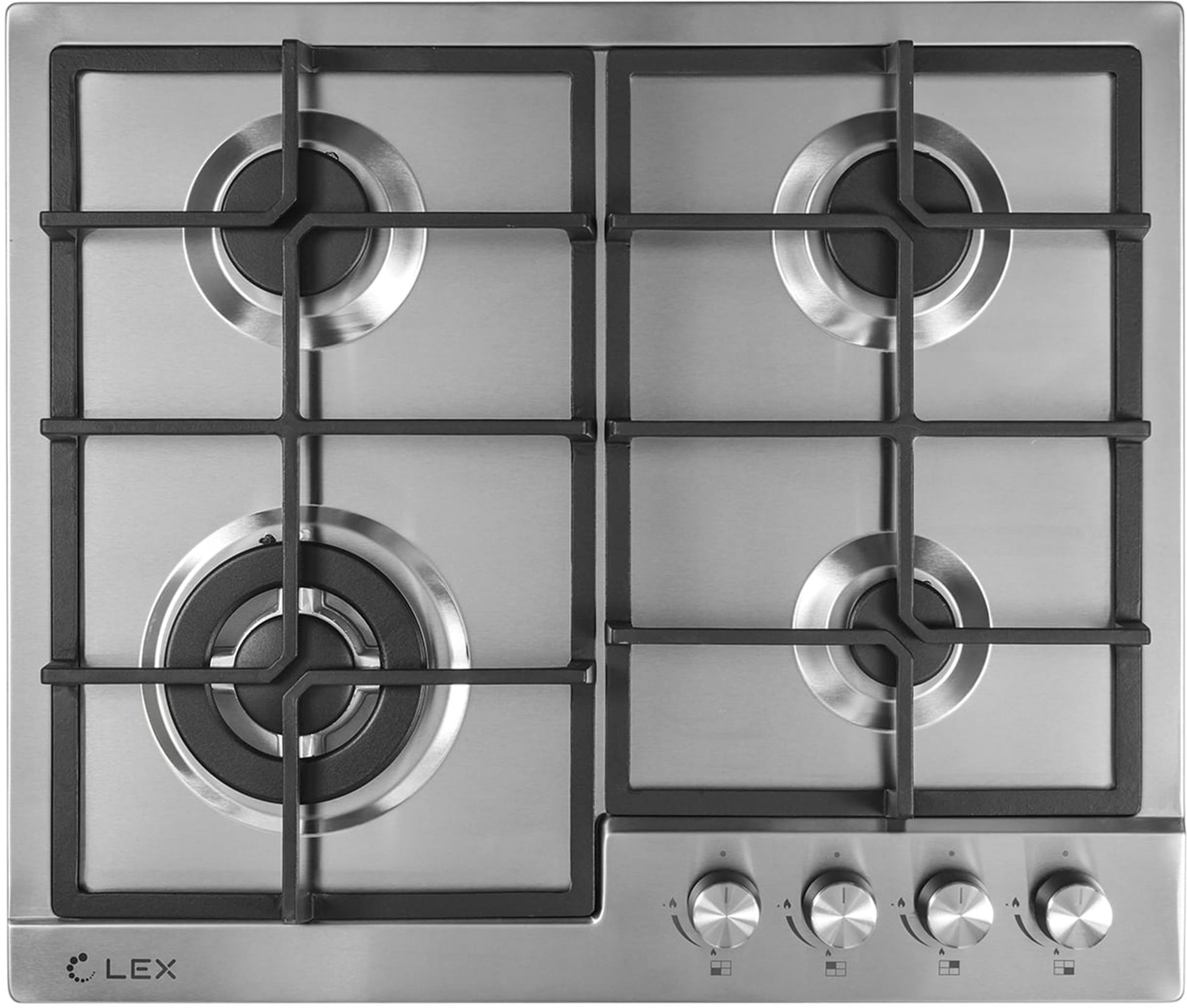 Изображение товара Газовая варочная панель Lex GVS 640 IX с 4 конфорками и безопасностью
