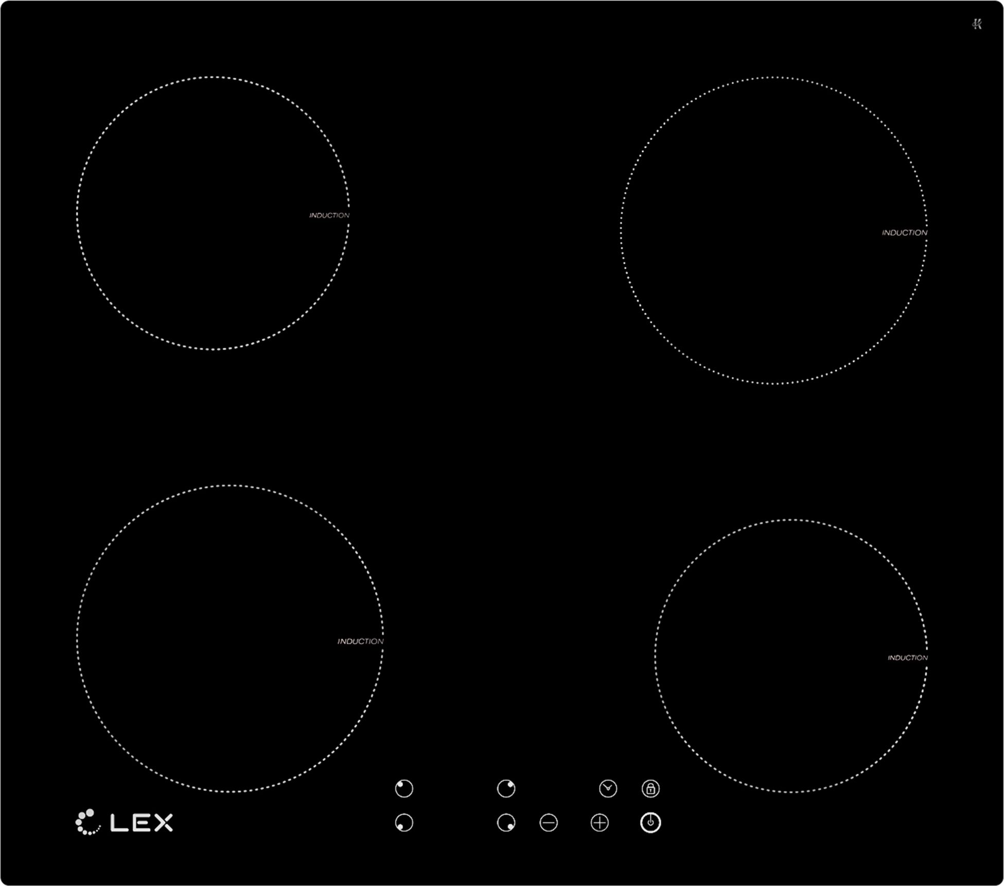 Изображение товара Встраиваемая индукционная варочная панель Lex EVI 640-1 BL 4 конфорки черная