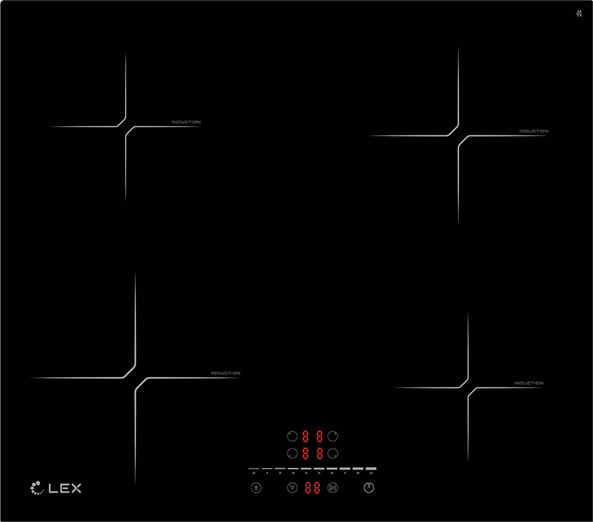Изображение товара Индукционная варочная панель Lex EVI 640-2 BL 4 конфорки стеклокерамика черный цвет