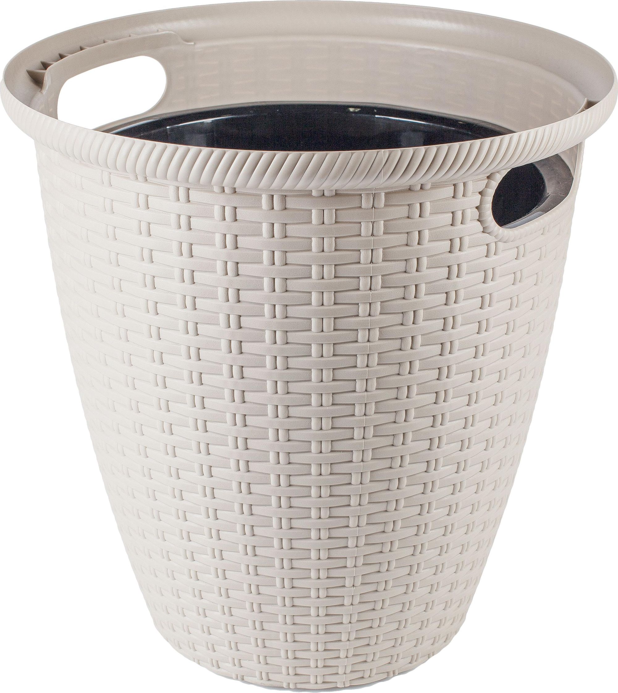 Изображение товара Кашпо напольное Rattan D233мм/7 л с внутренним горшком 4,5 л сливочное