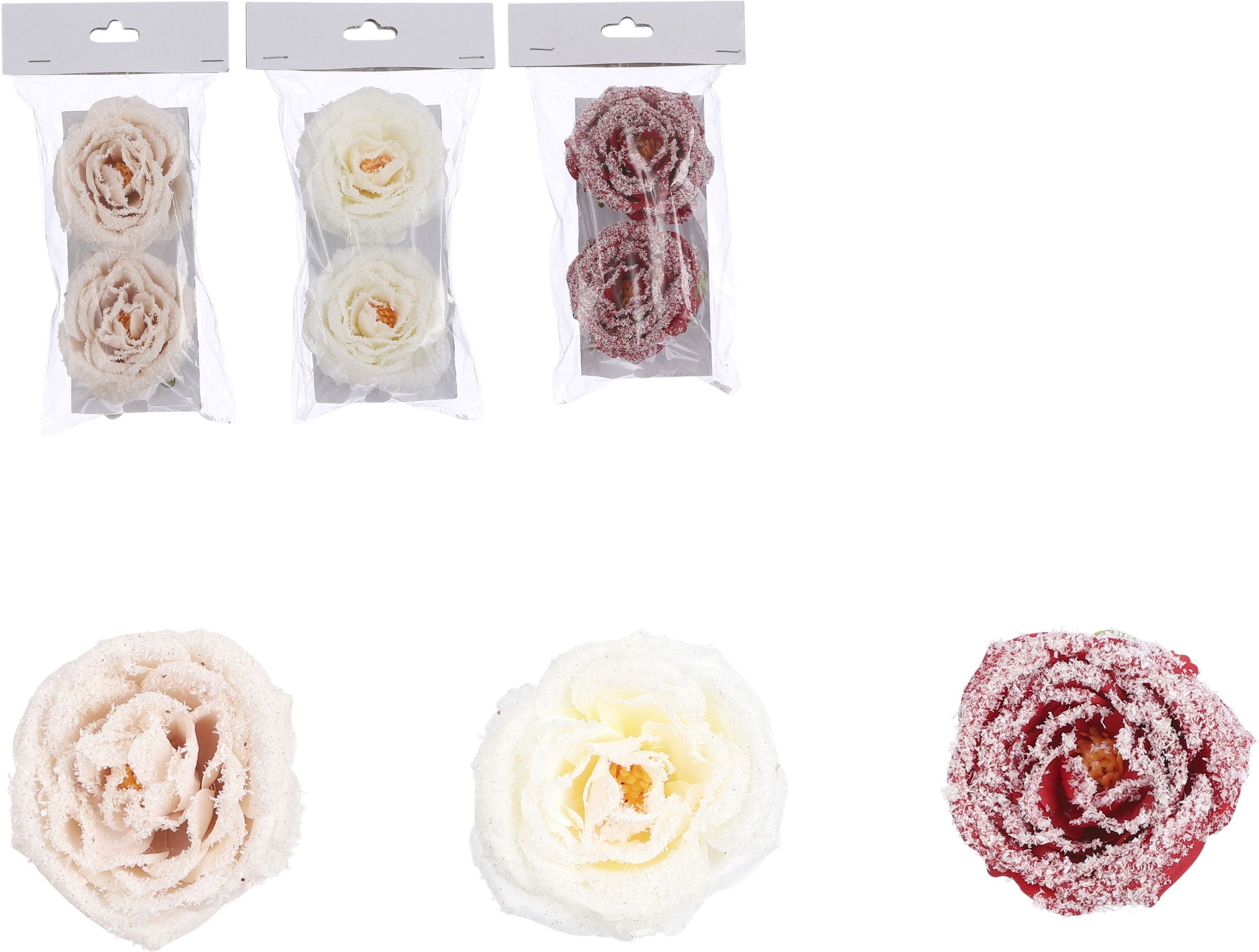 Изображение товара Клипса House of Seasons Набор цветов роза заснеженная 2 шт 4x8 см