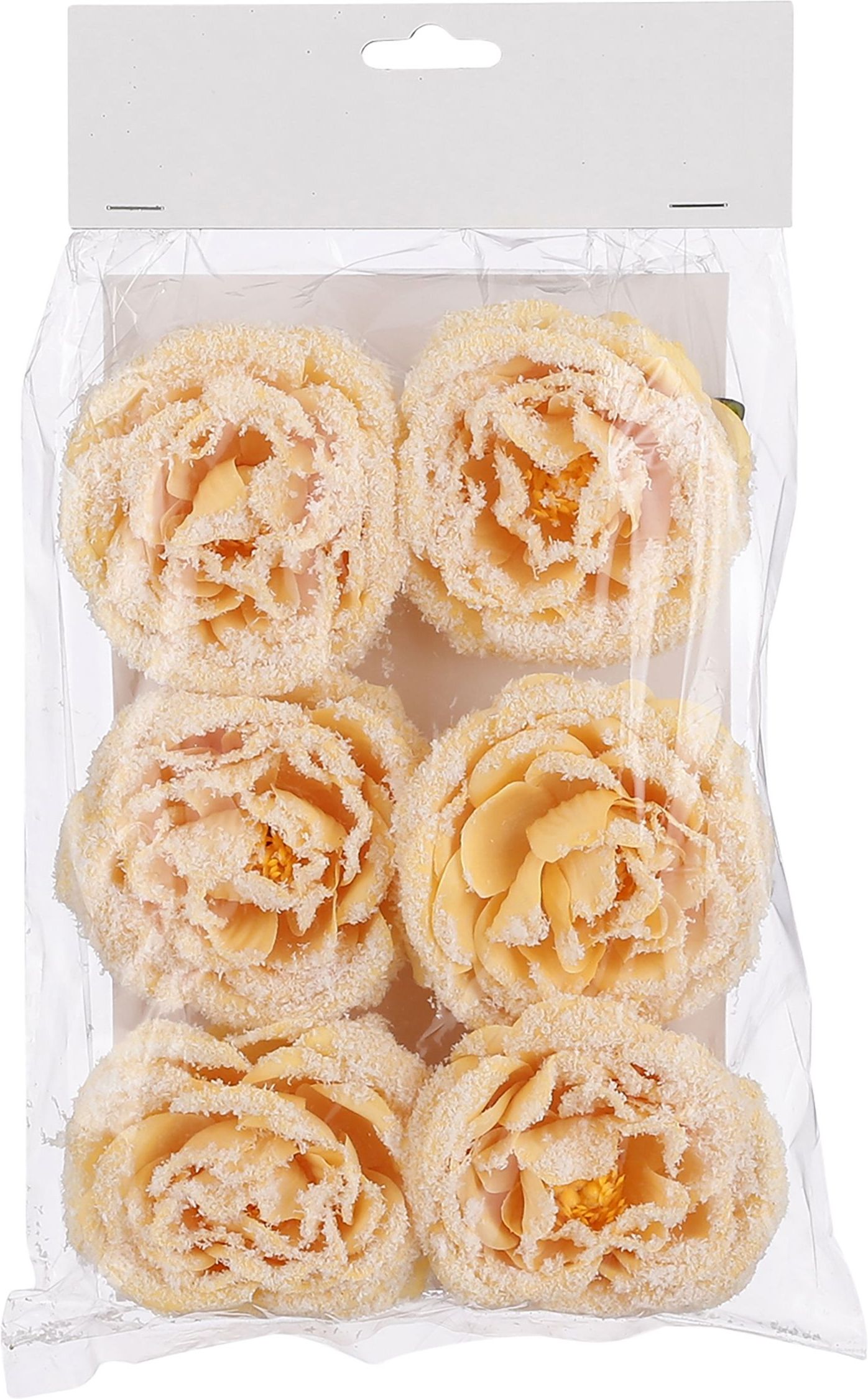 Изображение товара Клипса House of Seasons набор цветов роза заснеженная 6 шт персиковая 8 см