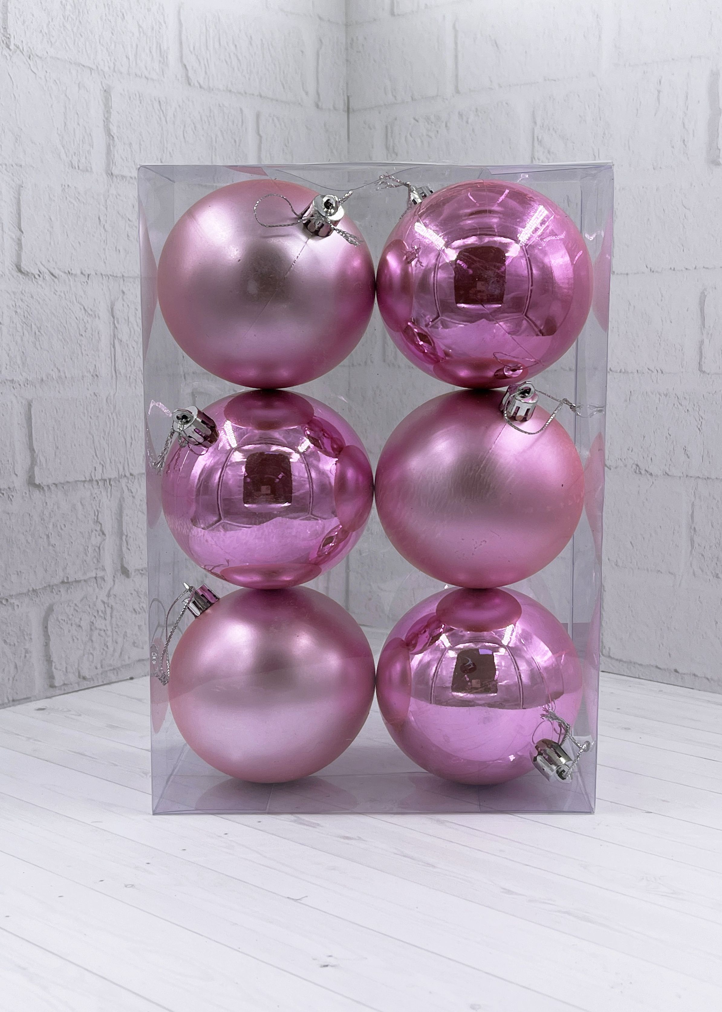 Изображение товара Набор новогодних шаров House of Seasons диаметр 8 см розовые 6 шт