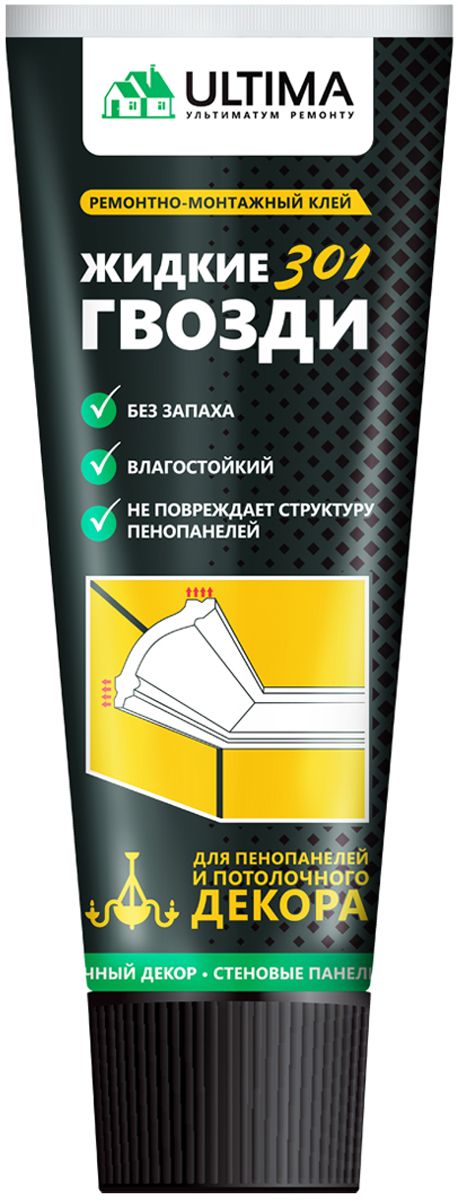 Изображение товара Клей для потолочного декора и пенопанелей Ultima 301 (акрил) тюбик 250 мл