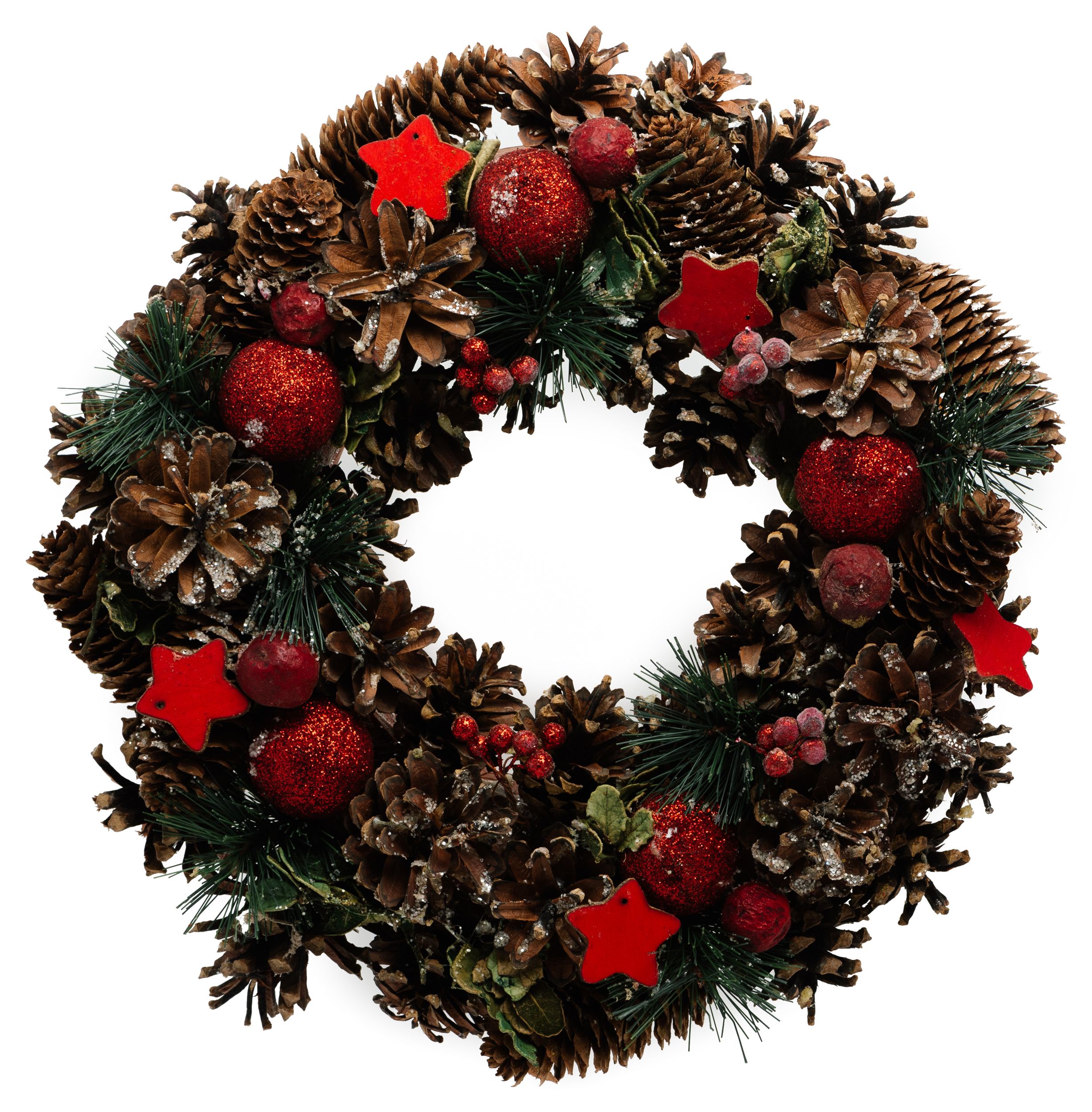 Изображение товара Новогодний венок красно-зеленый 35x35x8,5 см праздничное украшение