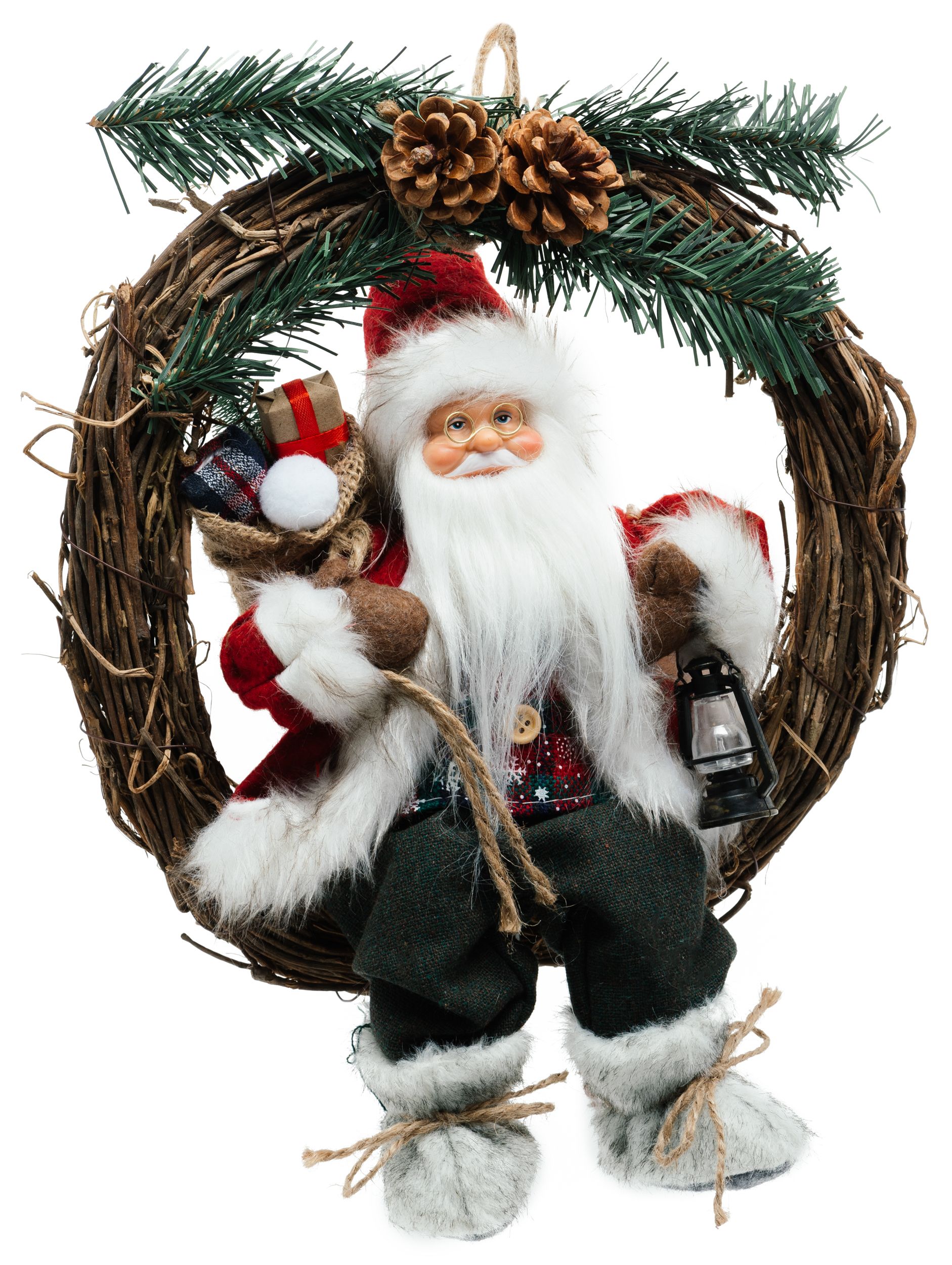 Изображение товара Венок с дедом морозом 30 см