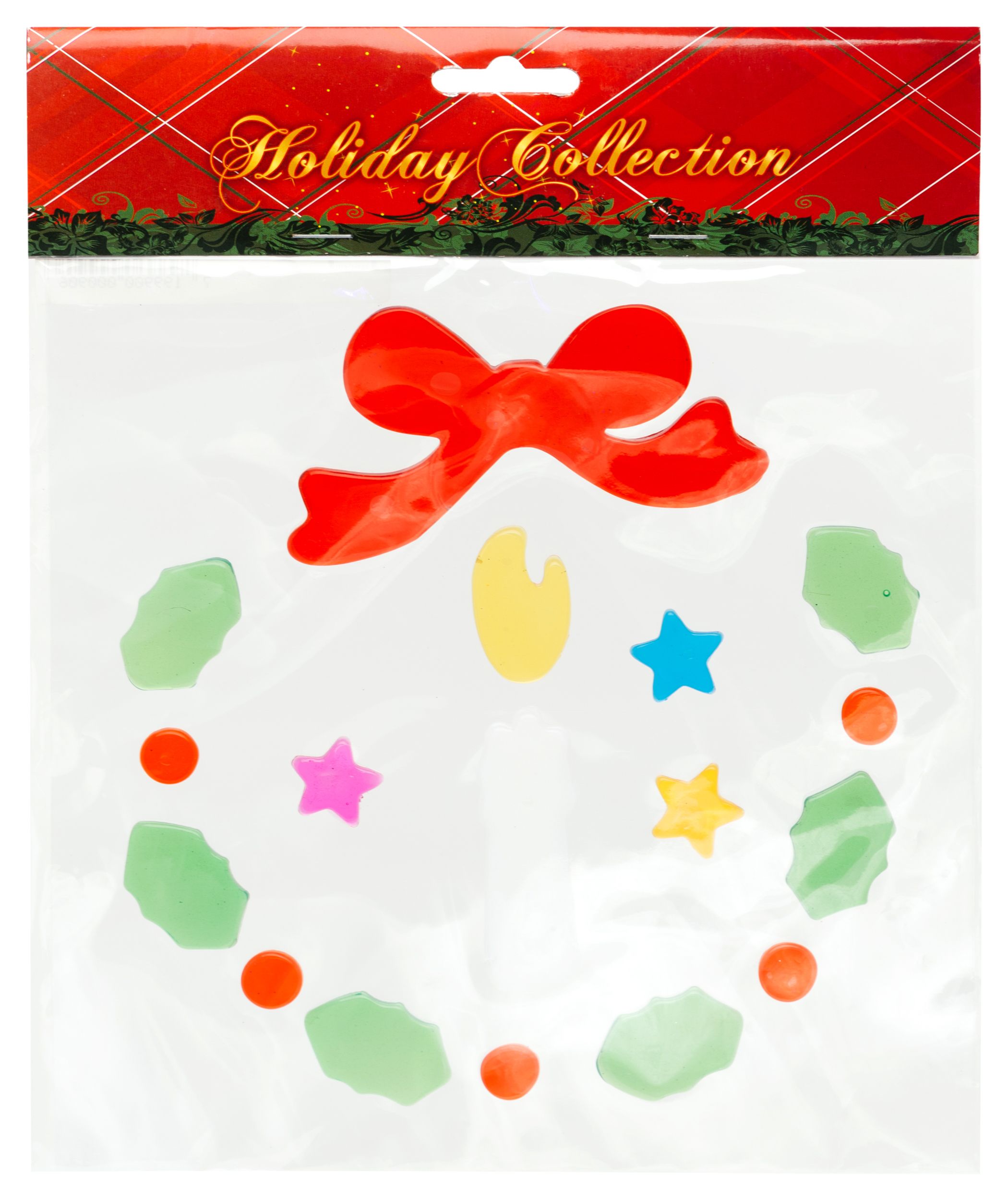 Изображение товара Витраж на стекло новогодние фигурки пластик 18x18 см 6 в ассортименте