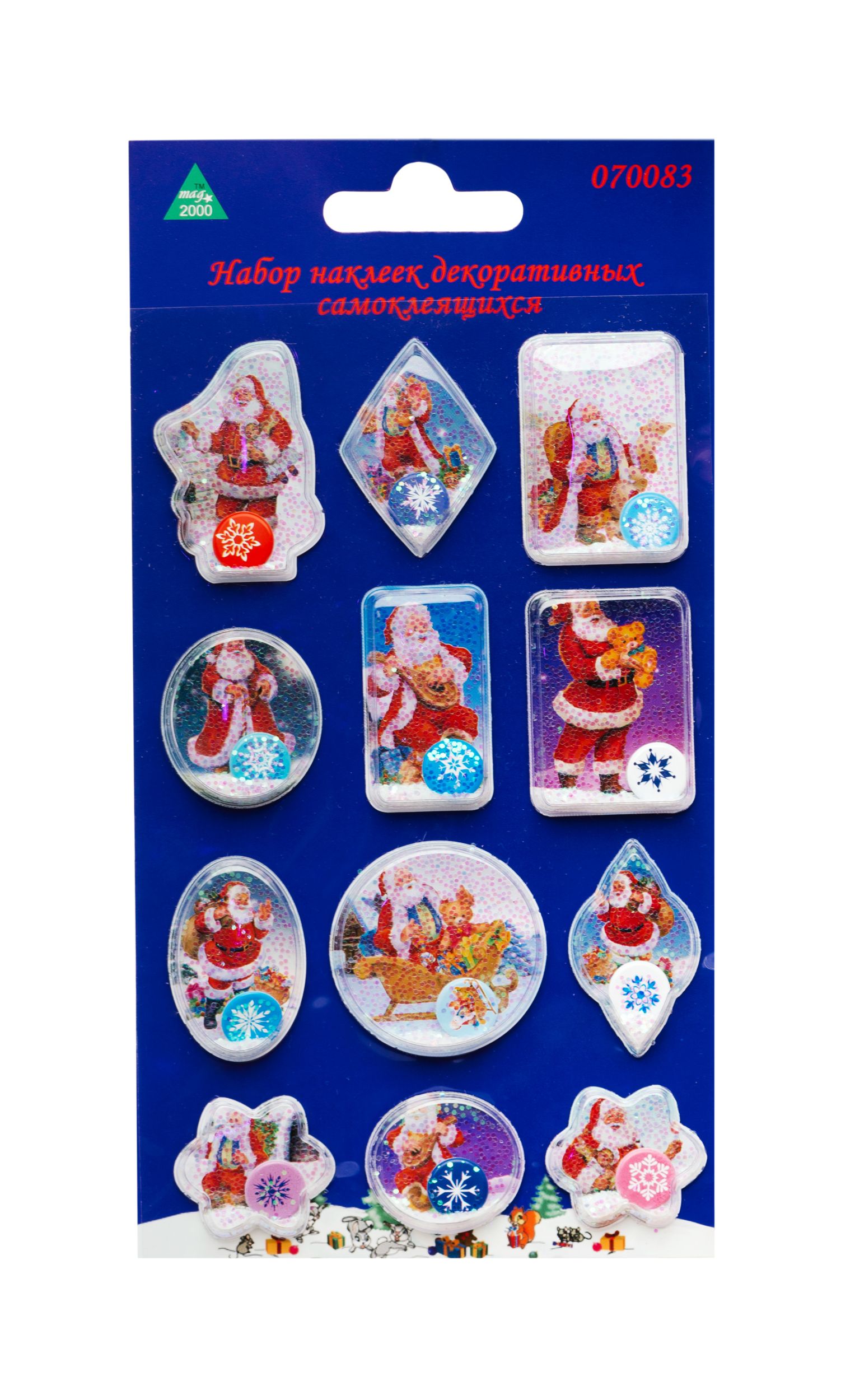 Изображение товара Декоративные новогодние наклейки на окна 10,5*17 см - 12 шт.