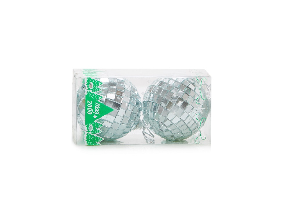 Изображение товара Набор новогодних зеркальных шаров 6см 2шт в пвх коробке