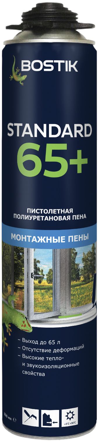 Изображение товара Пена полиуретановая пистолетная BOSTIK Standard 65+ 850 мл для изоляции герметизации