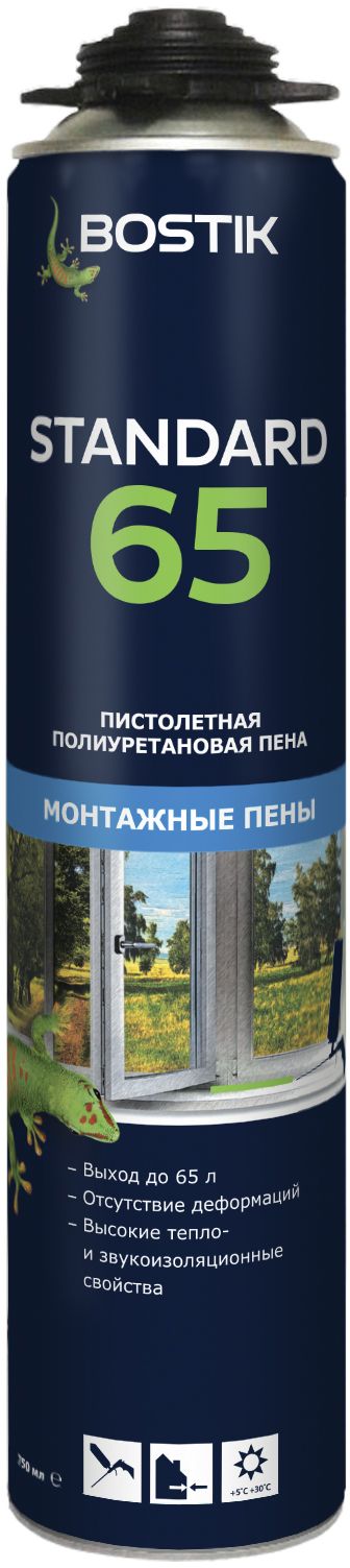 Изображение товара Пена полиуретановая пистолетная BOSTIK Standard 65, 750 мл для строительных работ