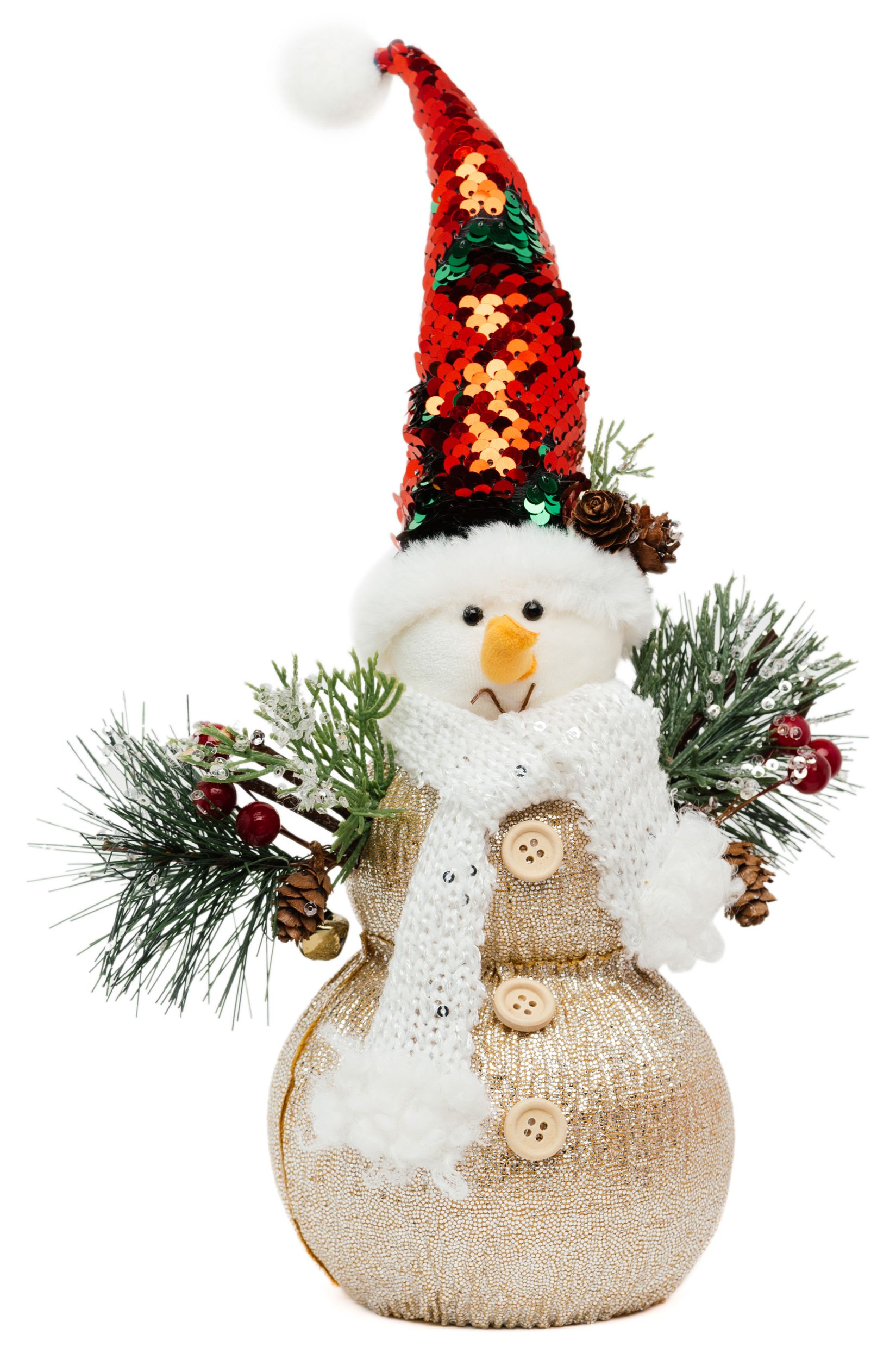 Изображение товара Новогоднее украшение Снеговик 21x11,5x36 см яркая фигурка для праздничного декора