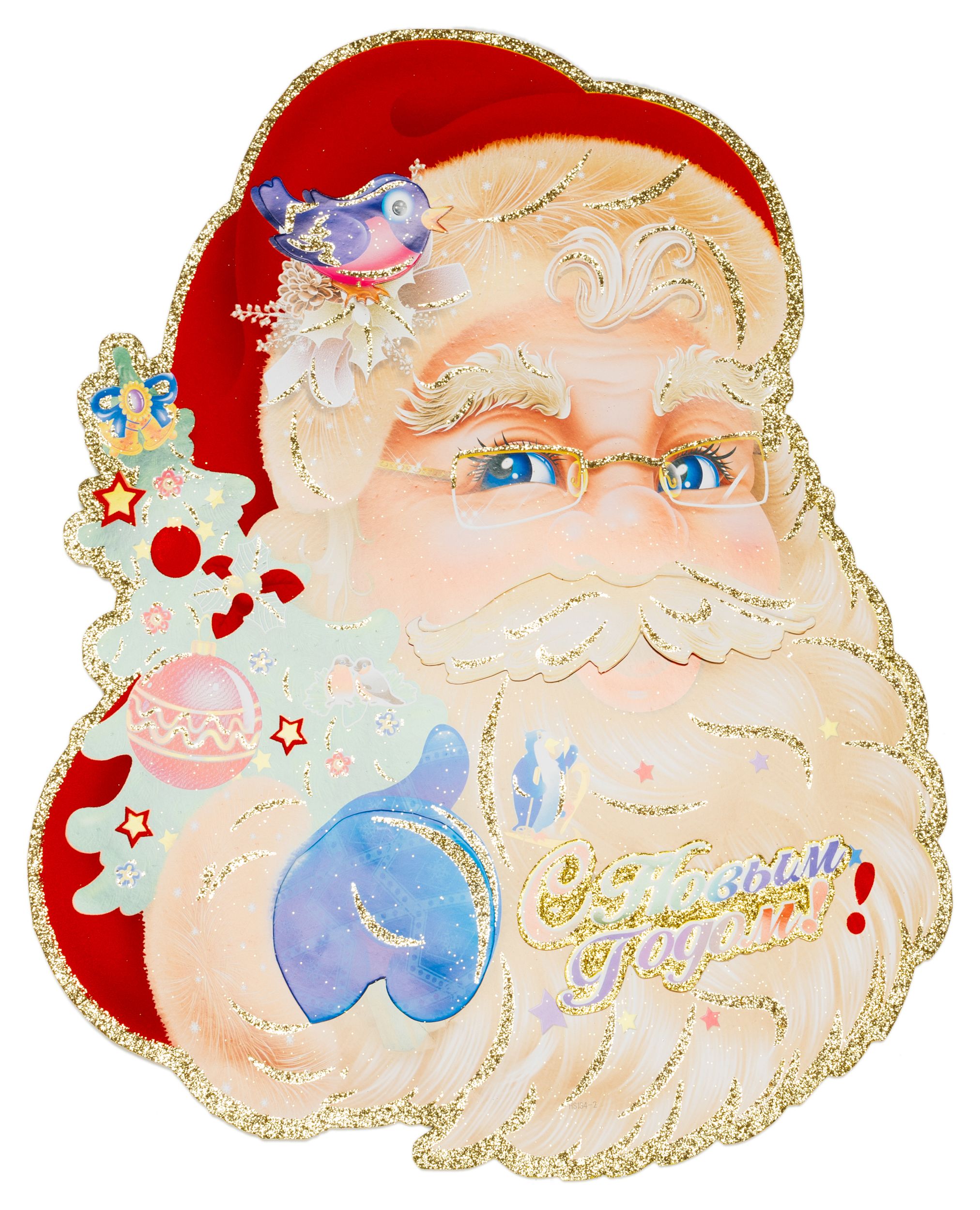 Изображение товара Новогоднее украшение на окно из бумаги Дед Мороз Снегурочка 55x36 см