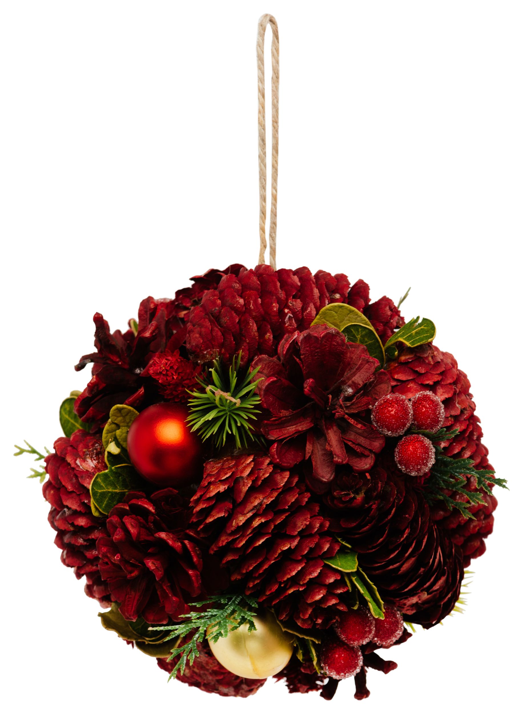 Изображение товара Новогодний шар с подвесом красные шишки и шарики 17 см елочные украшения