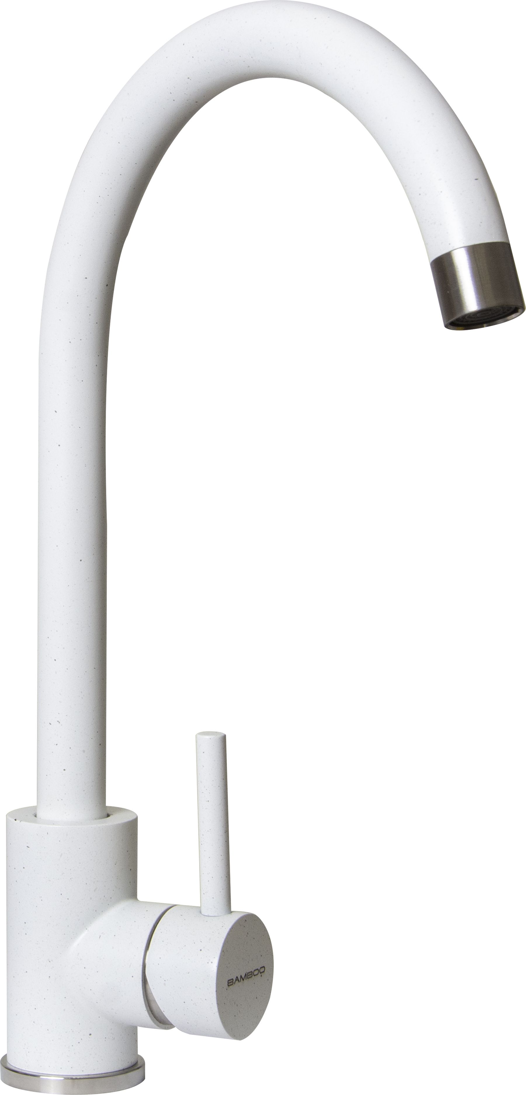 Изображение товара Современный кухонный смеситель ВAMBOO КУХ.МУЗА белый с поворотным изливом