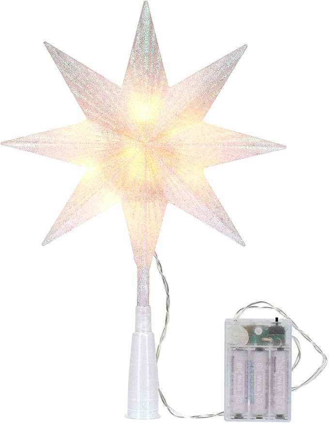 Изображение товара Верхушка на ель VEGAS Звезда 8-конечная белая 10 LED теплый 22x5.5x30 см