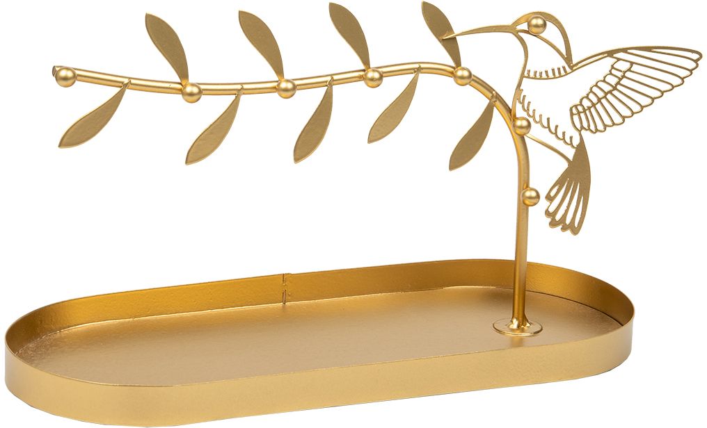 Изображение товара Держатель для ювелирных украшений Экзотика золотой с ветвями и листьями 26х10.5х16 см