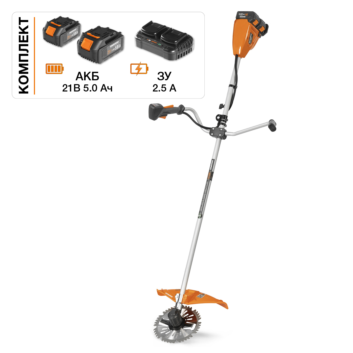 Изображение товара Аккумуляторная коса DAEWOO DABC 4242Li SET, 21 В, 2 аккумулятора и зарядное, нож и леска