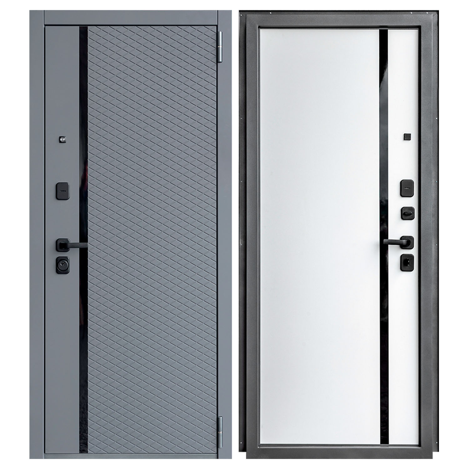 Изображение товара Металлическая входная дверь ДК80 софт графит, белый снег, правая, 86х205 см