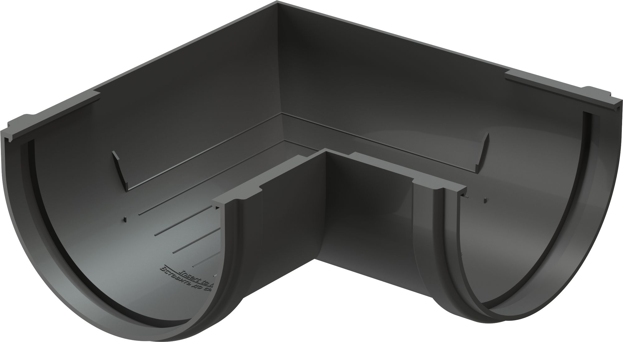 Изображение товара Угол водосточный 90 град DOCKE серый из ПВХ для систем водостока 120 мм