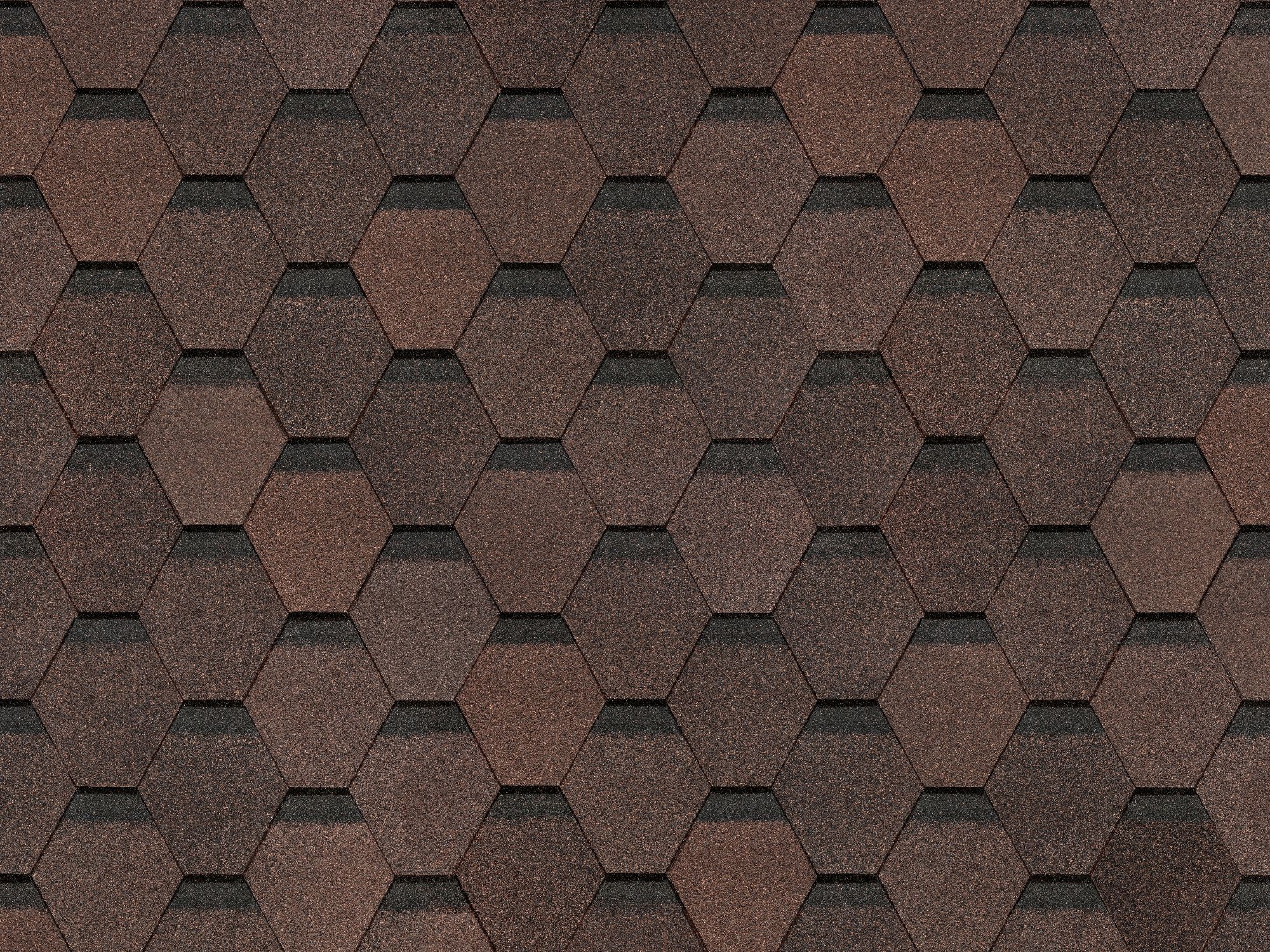Изображение товара Черепица битумная DOCKE КОРИЧ.ШЕСТ для кровли коричневого цвета