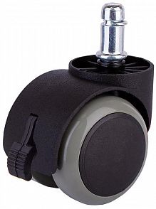 Изображение товара Колесо меб. поворот. обрезин.пластик, черн, штифт М8, D40, с торм - пакет Tech-KREP