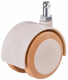 Изображение товара Поворотное мебельное колесо обрезиненный пластик, бежевое, диаметр 50 мм, с штифтом М8, с тормозом