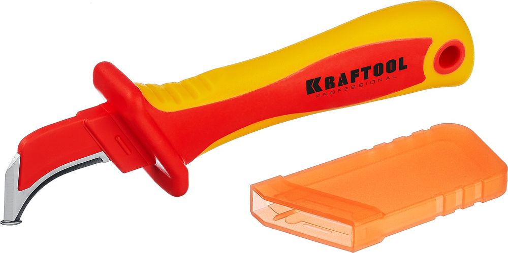 Изображение товара Диэлектрический изогнутый нож KRAFTOOL 200 мм для электромонтажа