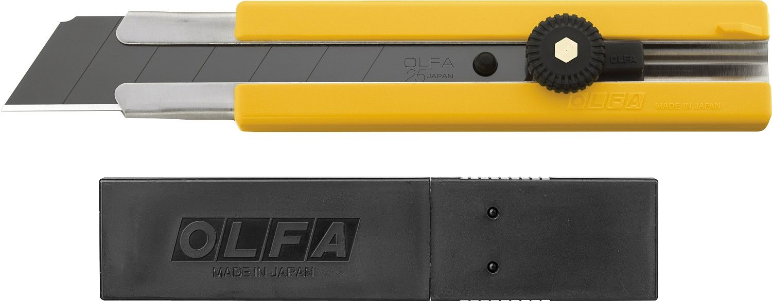 Изображение товара Универсальный нож OLFA с выдвижным лезвием и 5 запасными лезвиями 25 мм