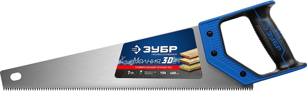 Изображение товара Ножовка по дереву ЗУБР 7TPI 3D 400 мм универсальная профессиональная