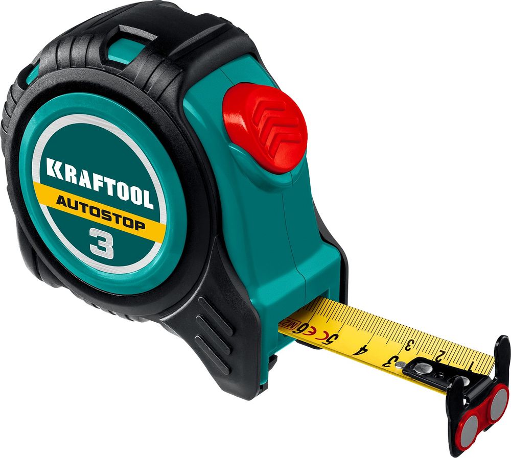 Изображение товара Профессиональная рулетка с автостопом KRAFTOOL 3 м 16 мм прочное покрытие