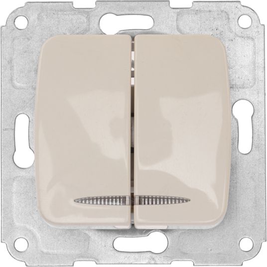 Изображение товара Выключатель 2-клавишный Kranz DEA бежевый с подсветкой и скрытым монтажом