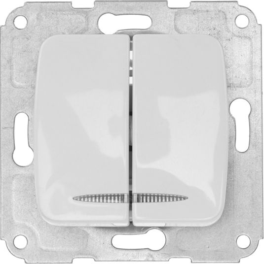 Изображение товара Выключатель двухклавишный Kranz DEA KR-78-0203 белый для скрытого монтажа